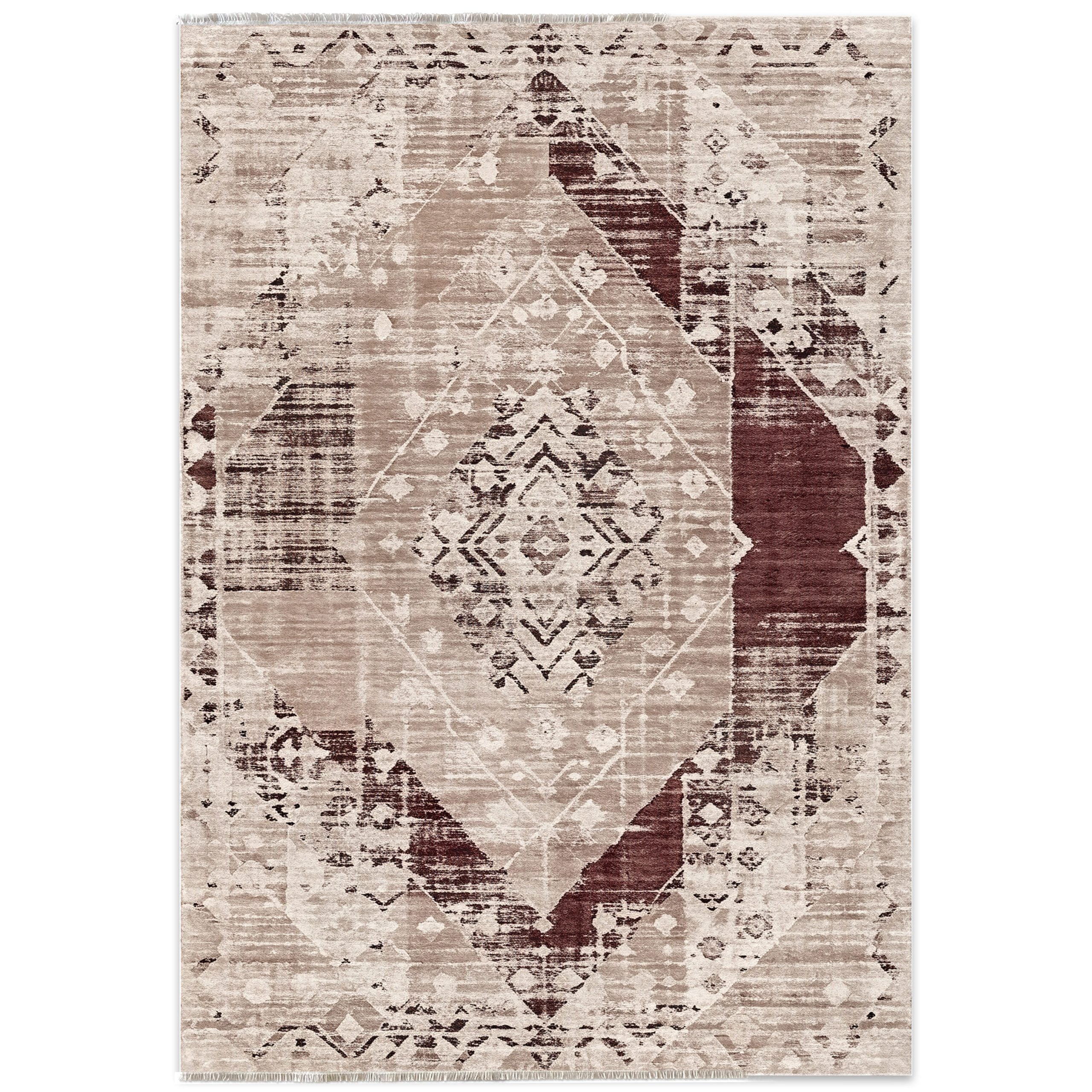 Netline Home Mink Brown Ethnic Classic Vintage Machine Washable Chenille Rug Design T14 - Hilltop Photoshoot - Netline Home