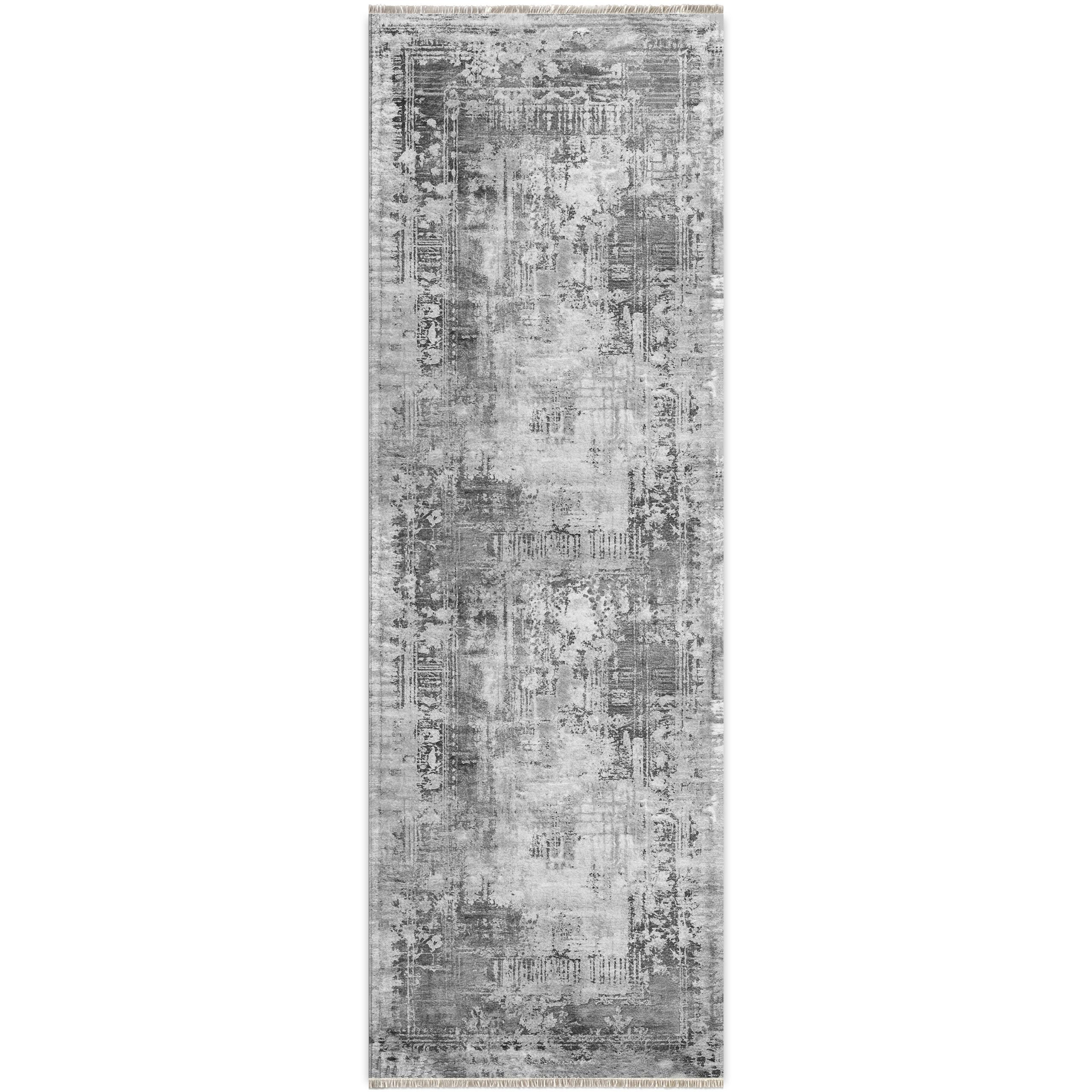 Netline Home Gray Silver Vintage Machine Washable Chenille Rug Design NH7012 - Gallery Image 8 - Netline Home