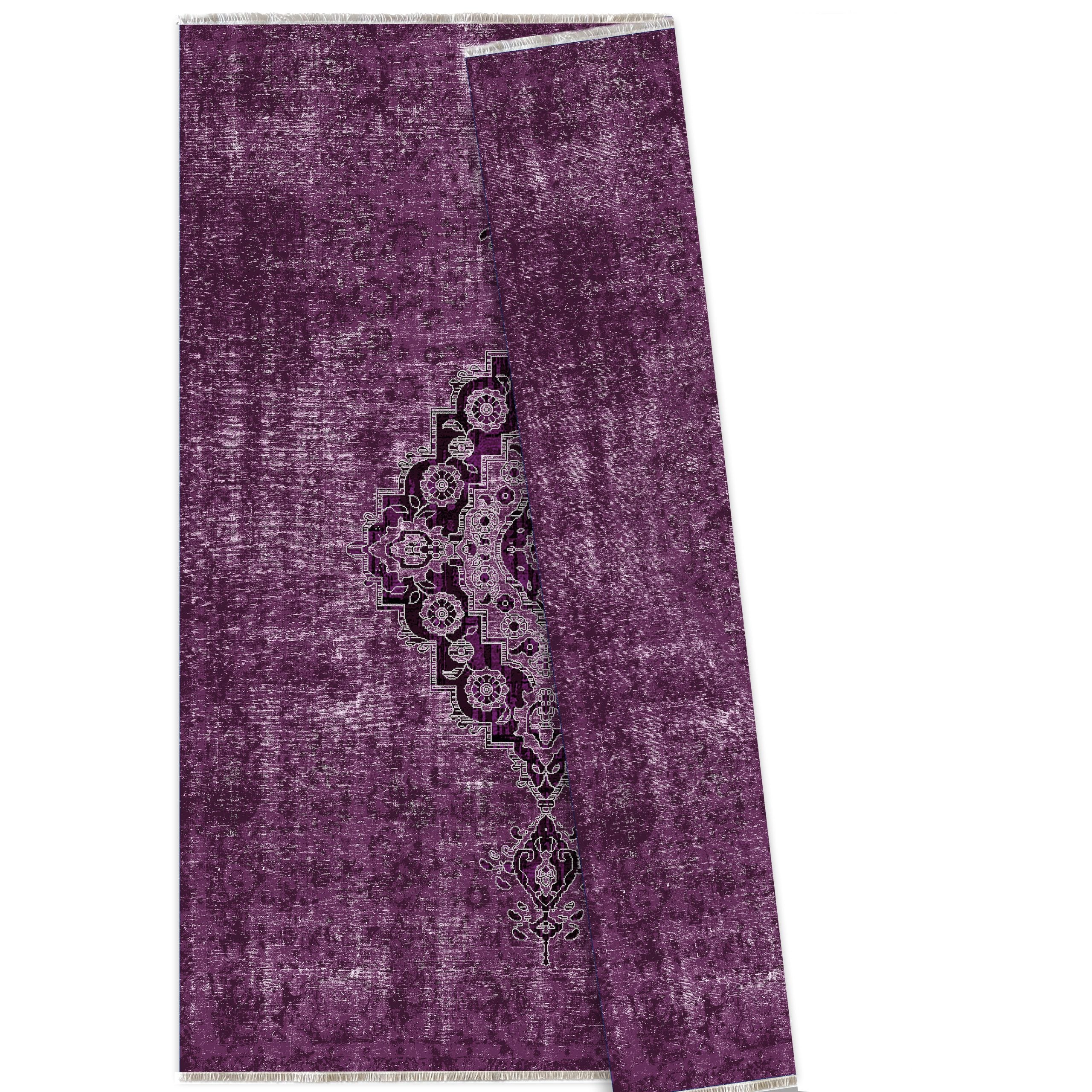 Netline Home Lilac Purple Ethnic Classic Vintage Machine Washable Chenille Rug Design NH7017 - Gallery Image 6 - Netline Home
