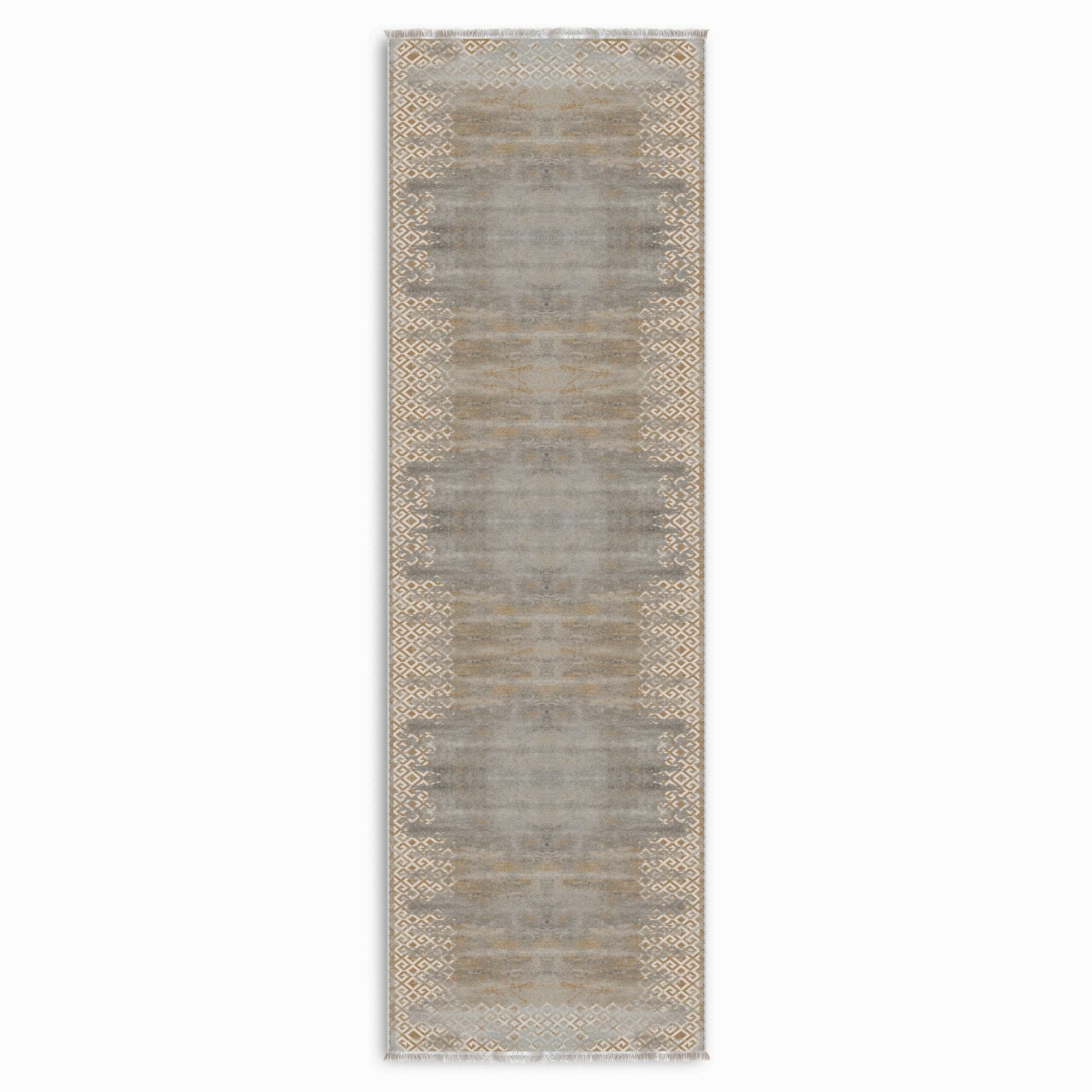 Netline Home Yellow Gold Geometric Modern Kitchen Machine Washable Chenille Rug Design 2206 - Gallery Image 7 - Netline Home
