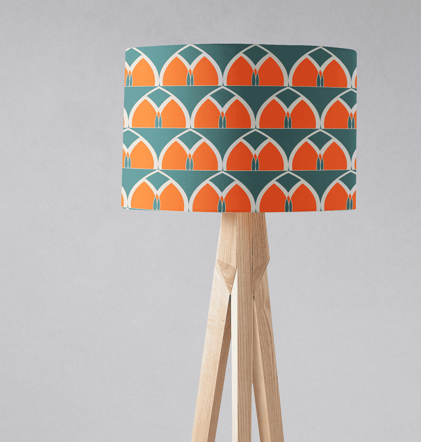 Teal and Orange Geometric Arches Design Lampshade – Ceiling & Table Compatible