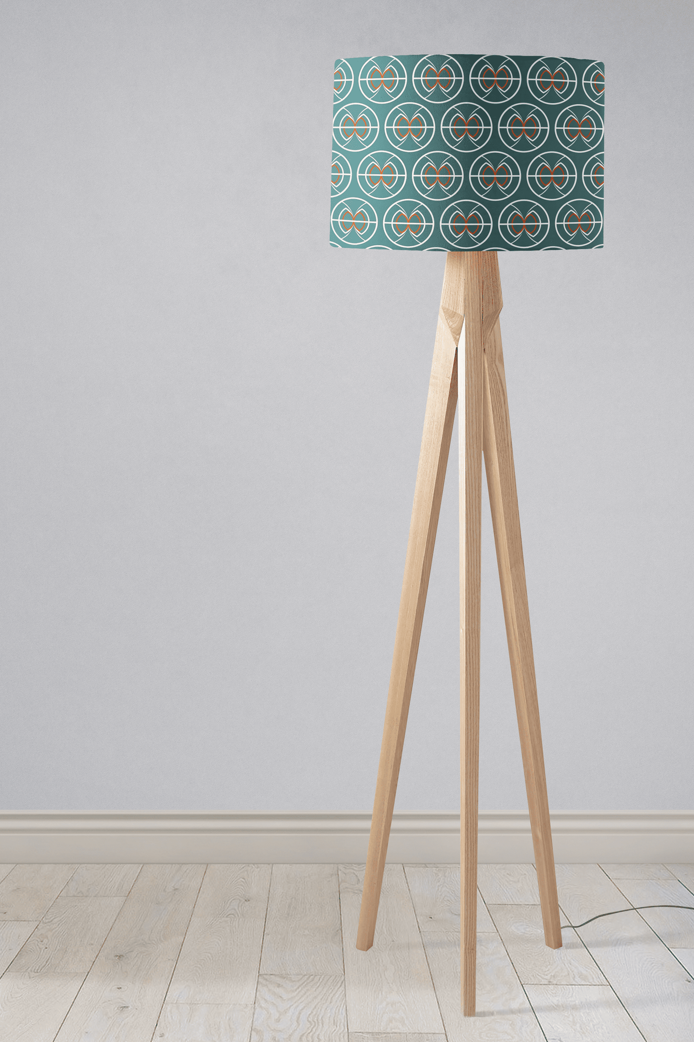 Teal and White Geometric Semi-Circle Design Lampshade – Ceiling & Table Compatible