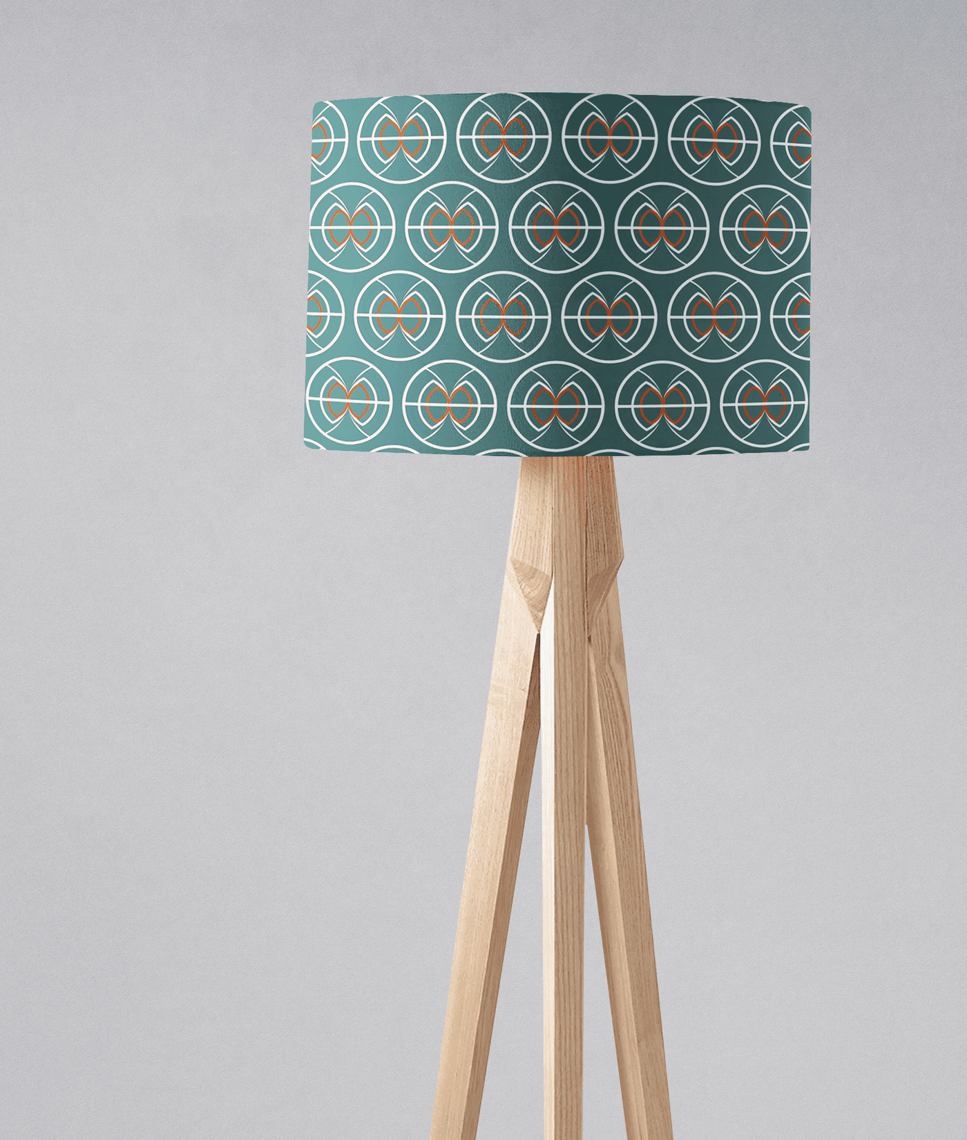 Teal and White Geometric Semi-Circle Design Lampshade – Ceiling & Table Compatible