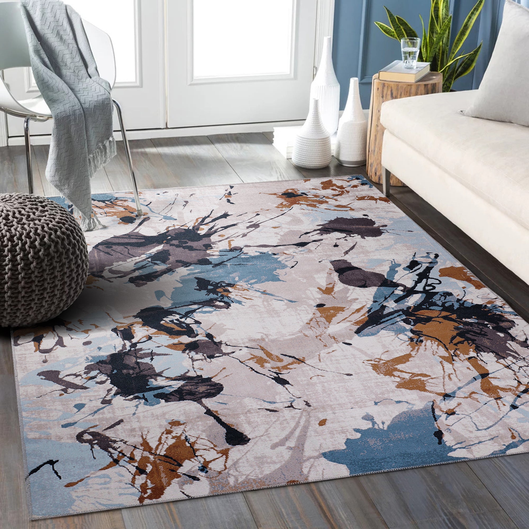 Netline Home Rugs Depot Bohemian Abstract Splash Washable Rug Design NL1004