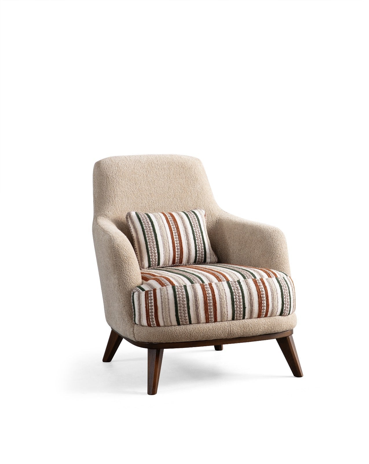 Netline Home Interior Aren armchair with plush cushions and modern design, ideal for comfortable accent seating in living spaces.