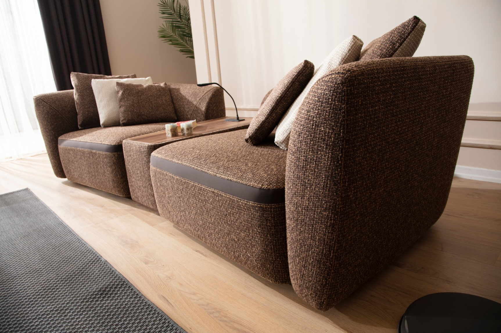 Modern Aoria Sofa Set by Netline Home Interior featuring plush cushions and sleek design for stylish living room comfort.