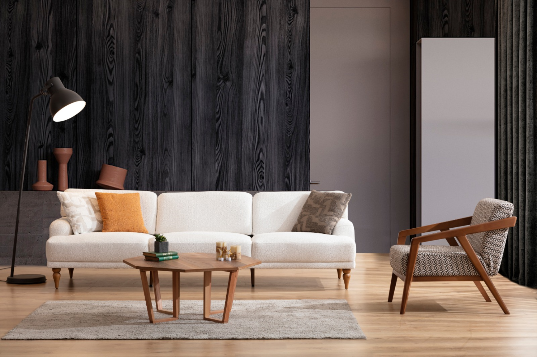 Modern Netline Home Interior Toscano sofa set with plush cushions and contemporary design for stylish living room comfort.