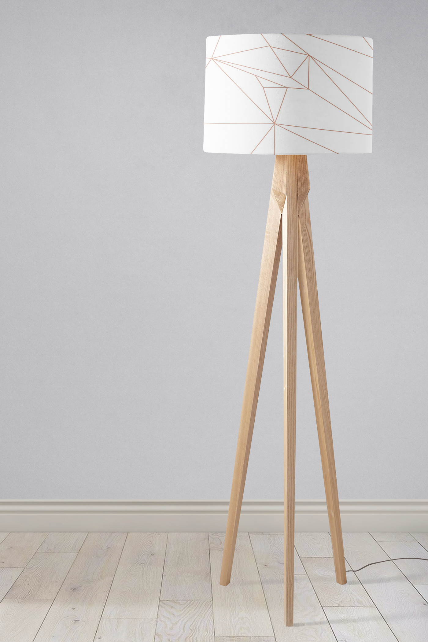 White and Rose Gold Lines Lampshade – Ceiling & Table Compatible