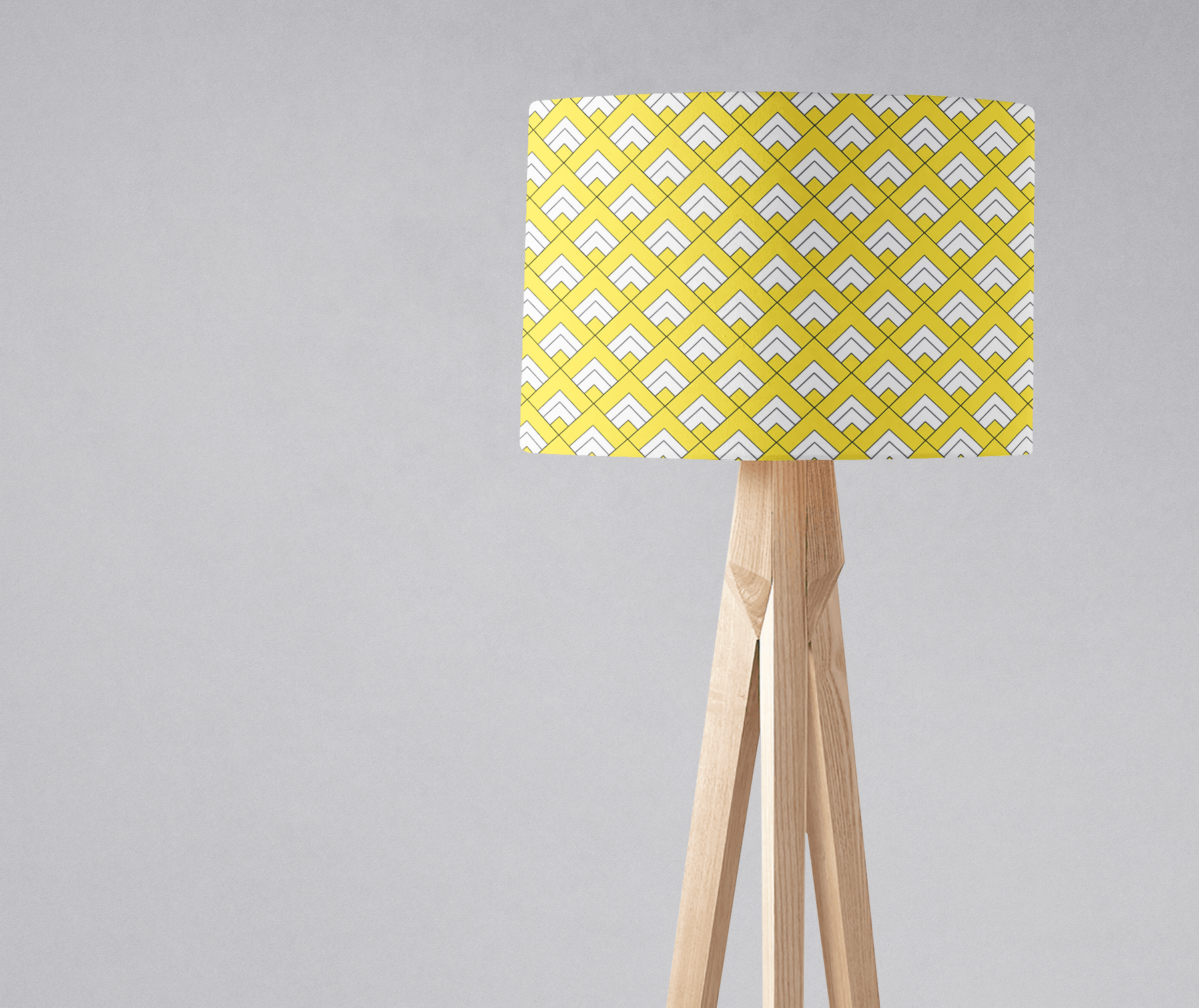 Yellow and White Geometric Tiles Design Lampshade – Ceiling & Table Compatible