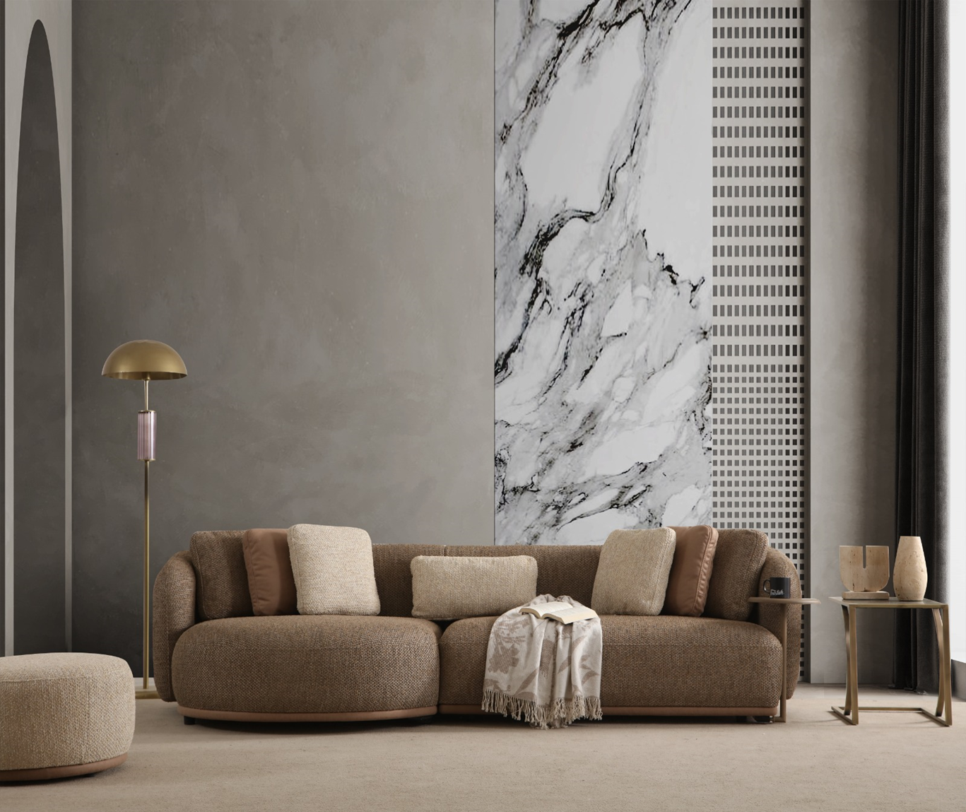 Netline Home Interior Matiz Vision sofa set with modern design, featuring plush cushions and sleek fabric for stylish living room comfort.