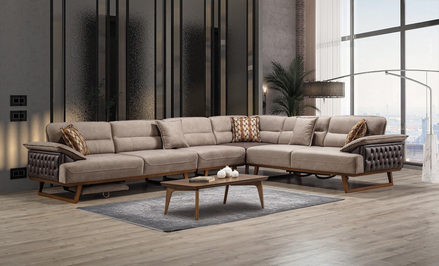 Netline Home Interior Elit Corner Sofa with plush cushions and spacious seating in a modern living room setting.