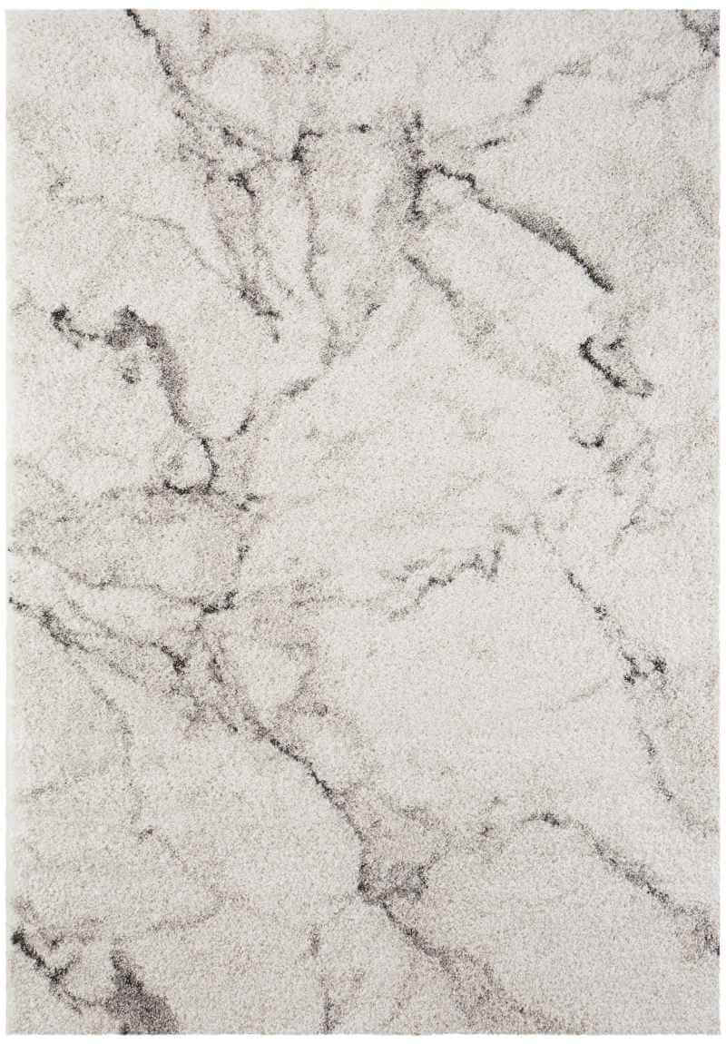 Deep-Pile Velour Abstract Rug Cream Colour