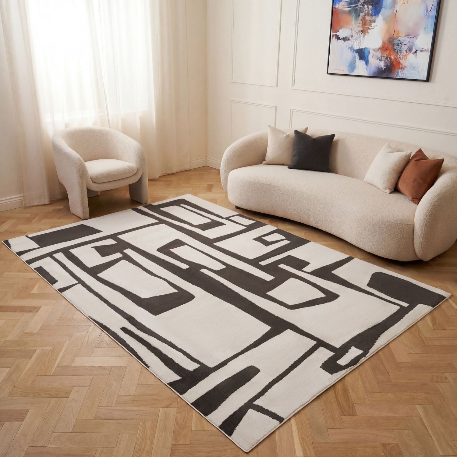 Loft Abstract Dark Grey Rug