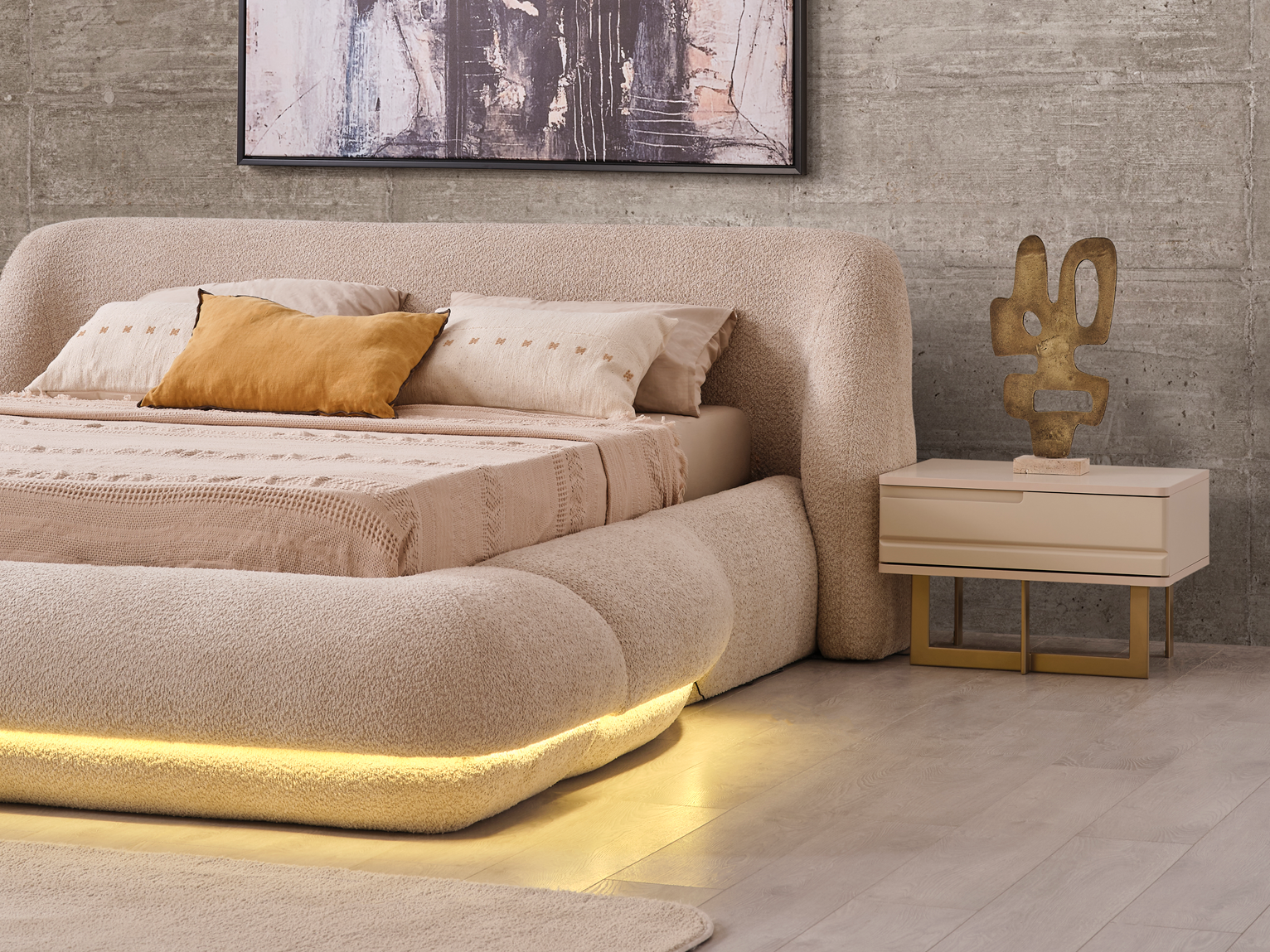 Netline Home Interior Oslo bedroom set with a stylish bedstead, complete bedroom furniture for a modern, cozy bedroom look.