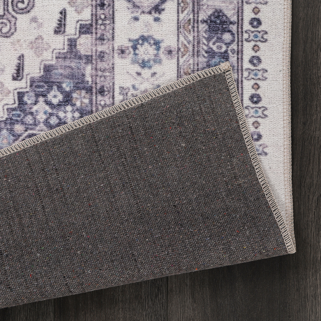 Beige floral washable rug by Netline Home, modern non-slip machine washable rug for living room decor.