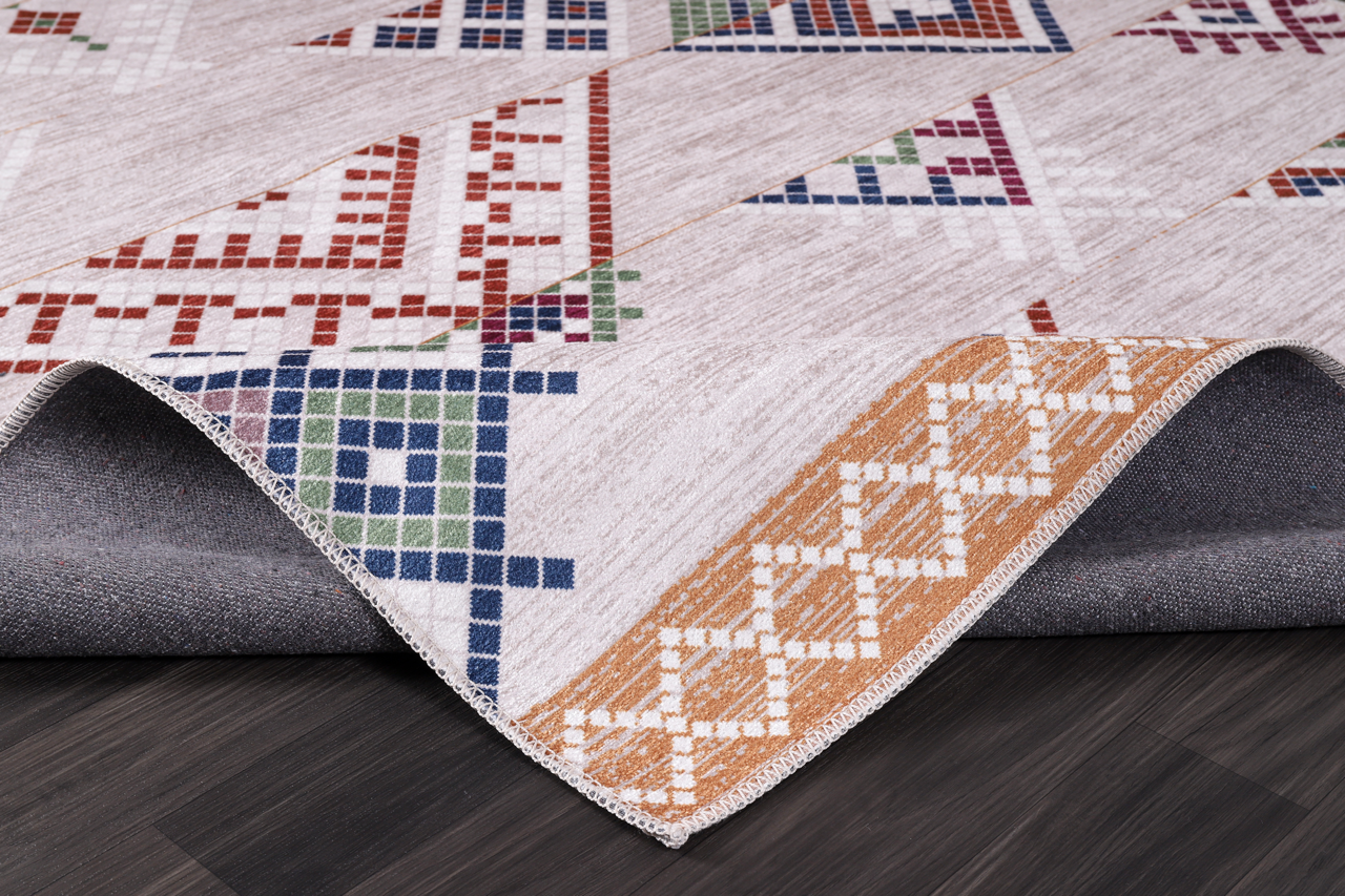 bohemian grey striped washable rug NL1002 non slip living room UK