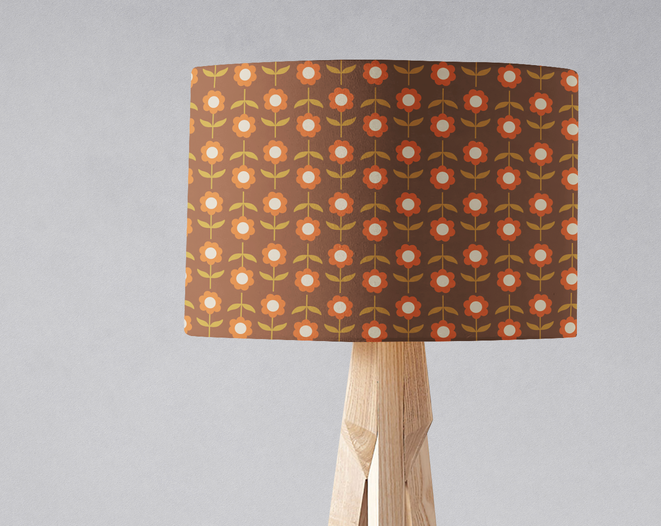 Retro Brown FloralLampshade – Ceiling & Table Compatible