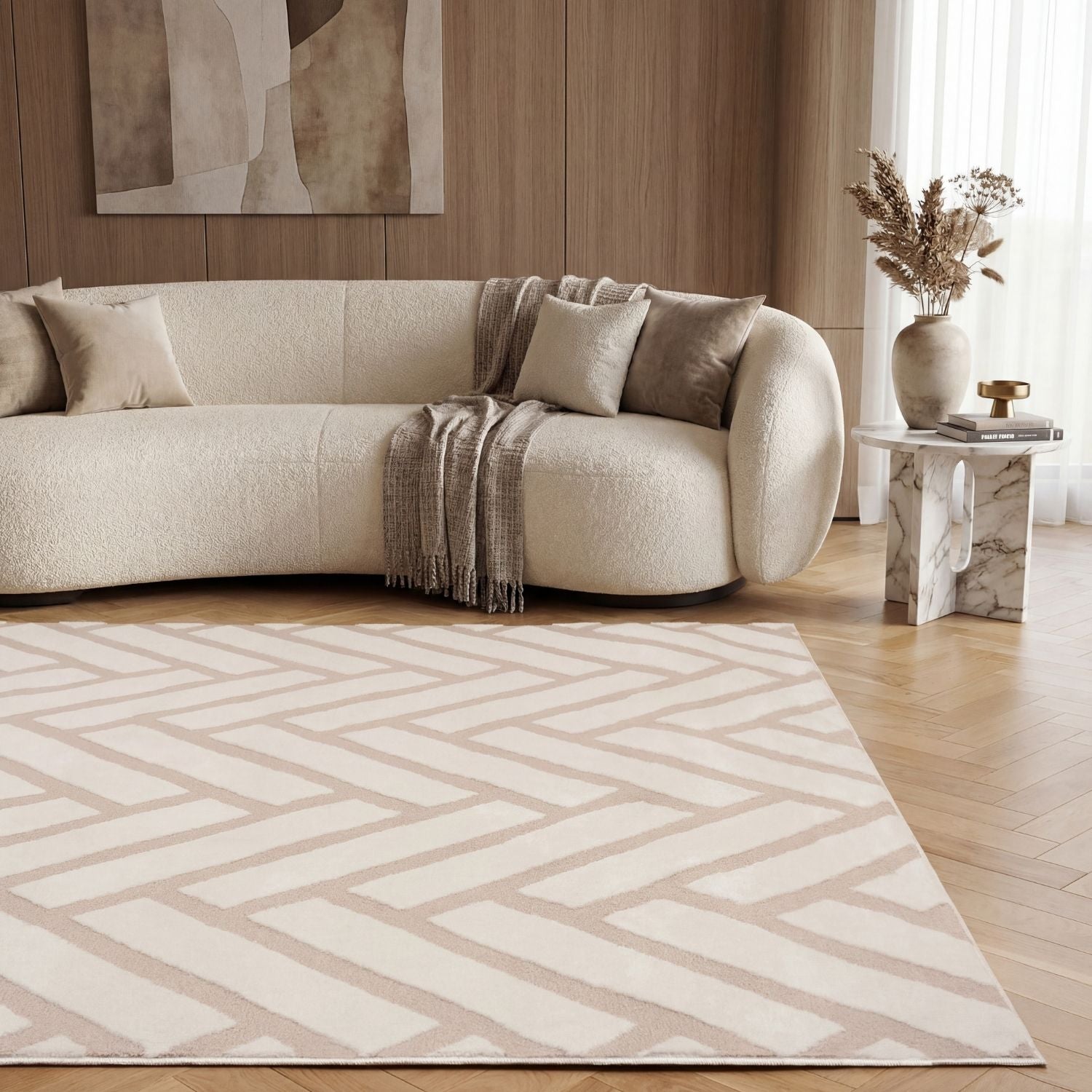 Loft Chevron Beige Rug