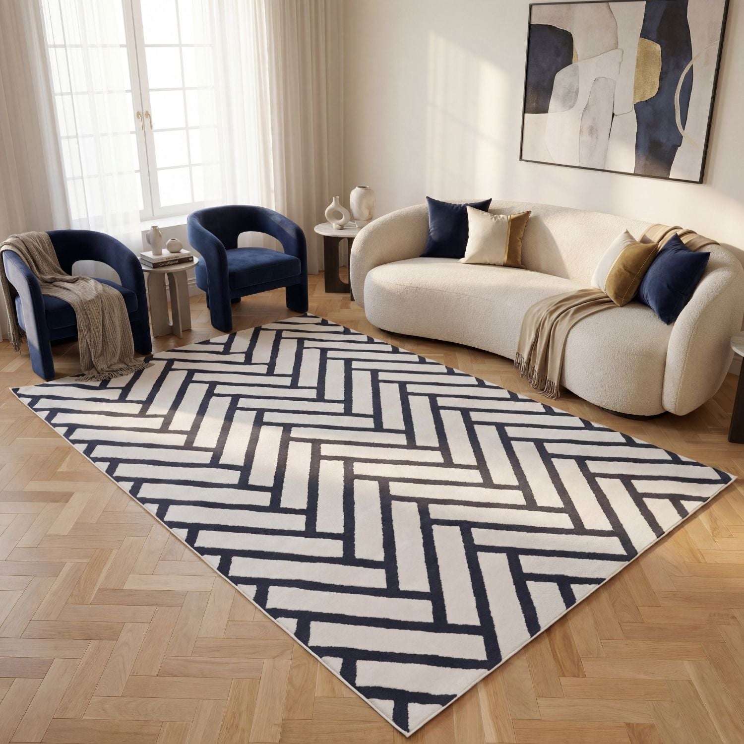 Loft Chevron Blue Rug