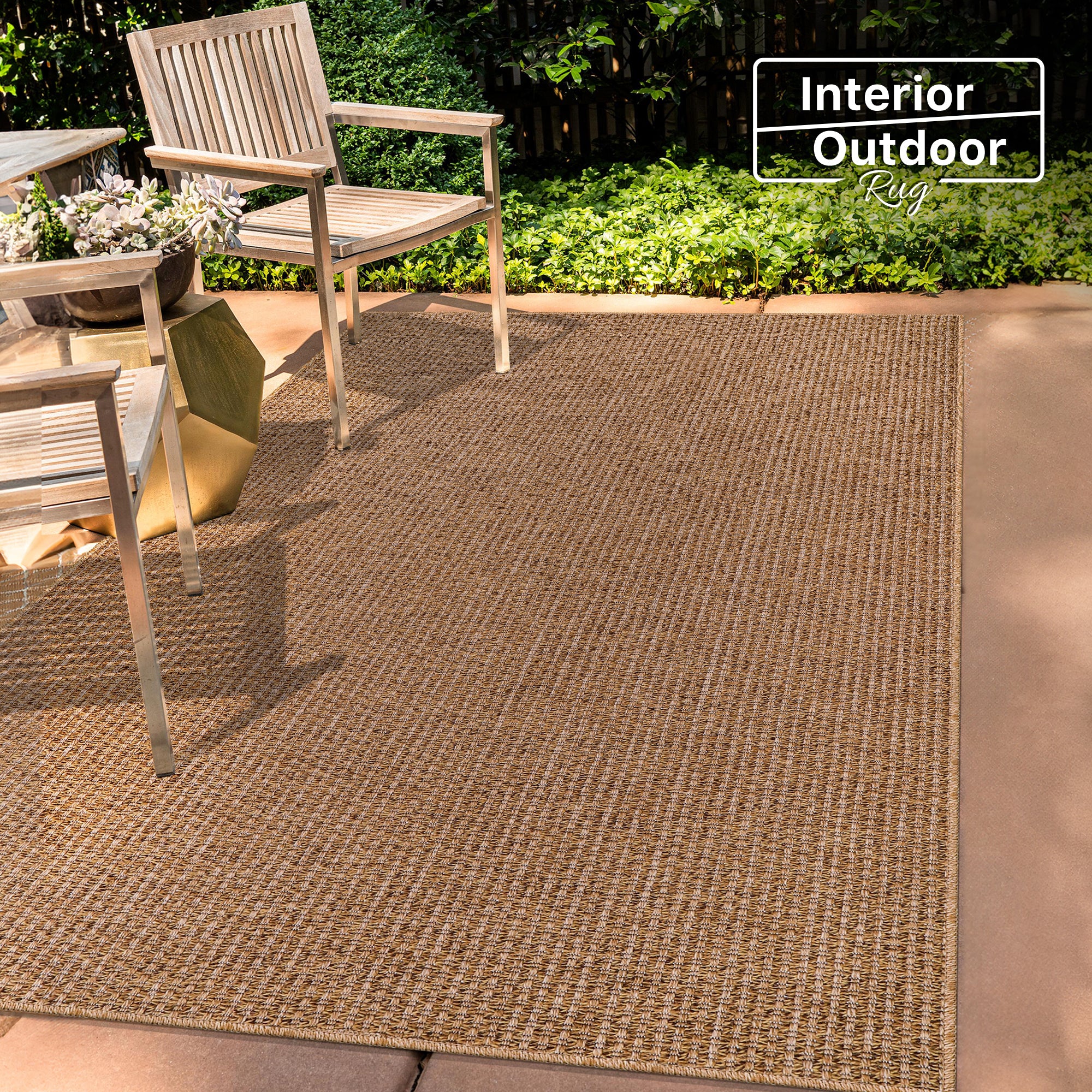Netline Home Basket Weave Jute-Effect Rug – Outdoor & Indoor Durable Carpet, Non-Slip Backing, Weatherproof, Washable Woven Texture