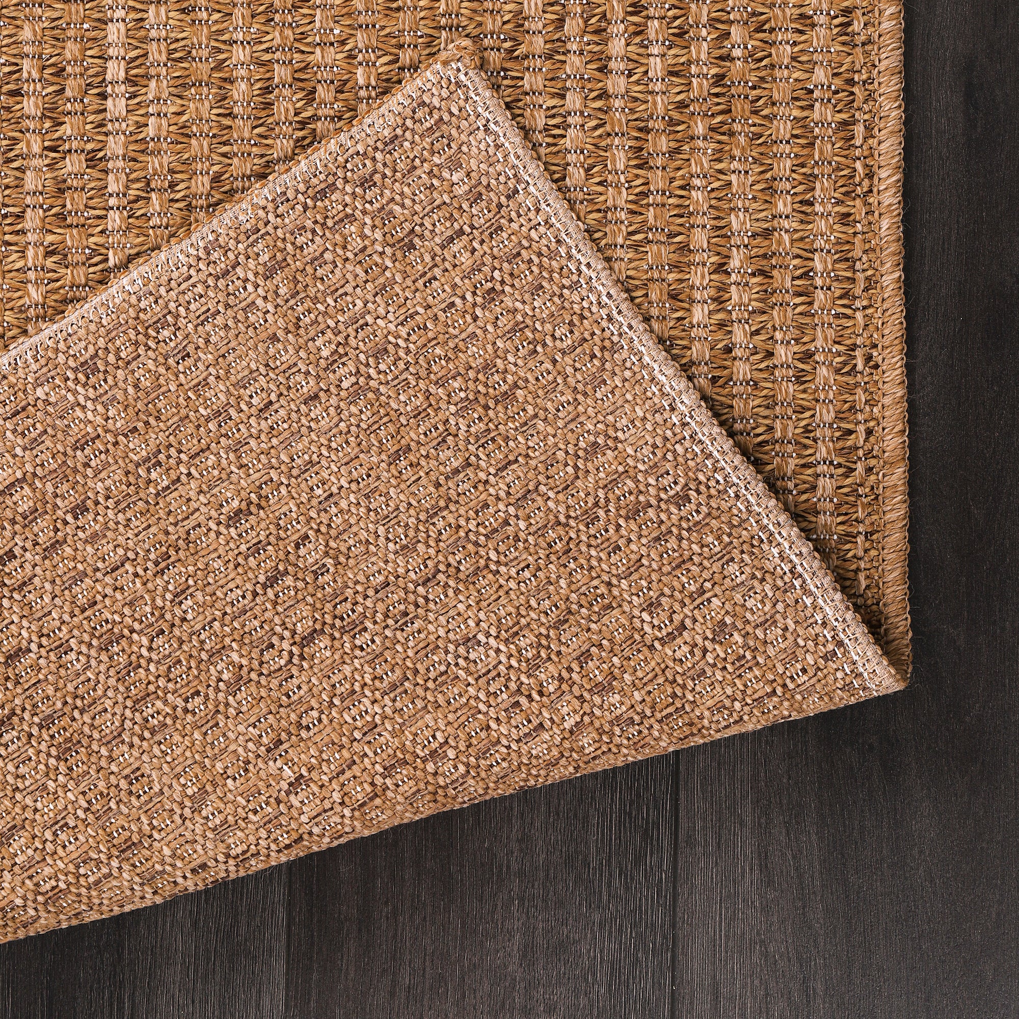 Netline Home Basket Weave Jute-Effect Rug – Outdoor & Indoor Durable Carpet, Non-Slip Backing, Weatherproof, Washable Woven Texture