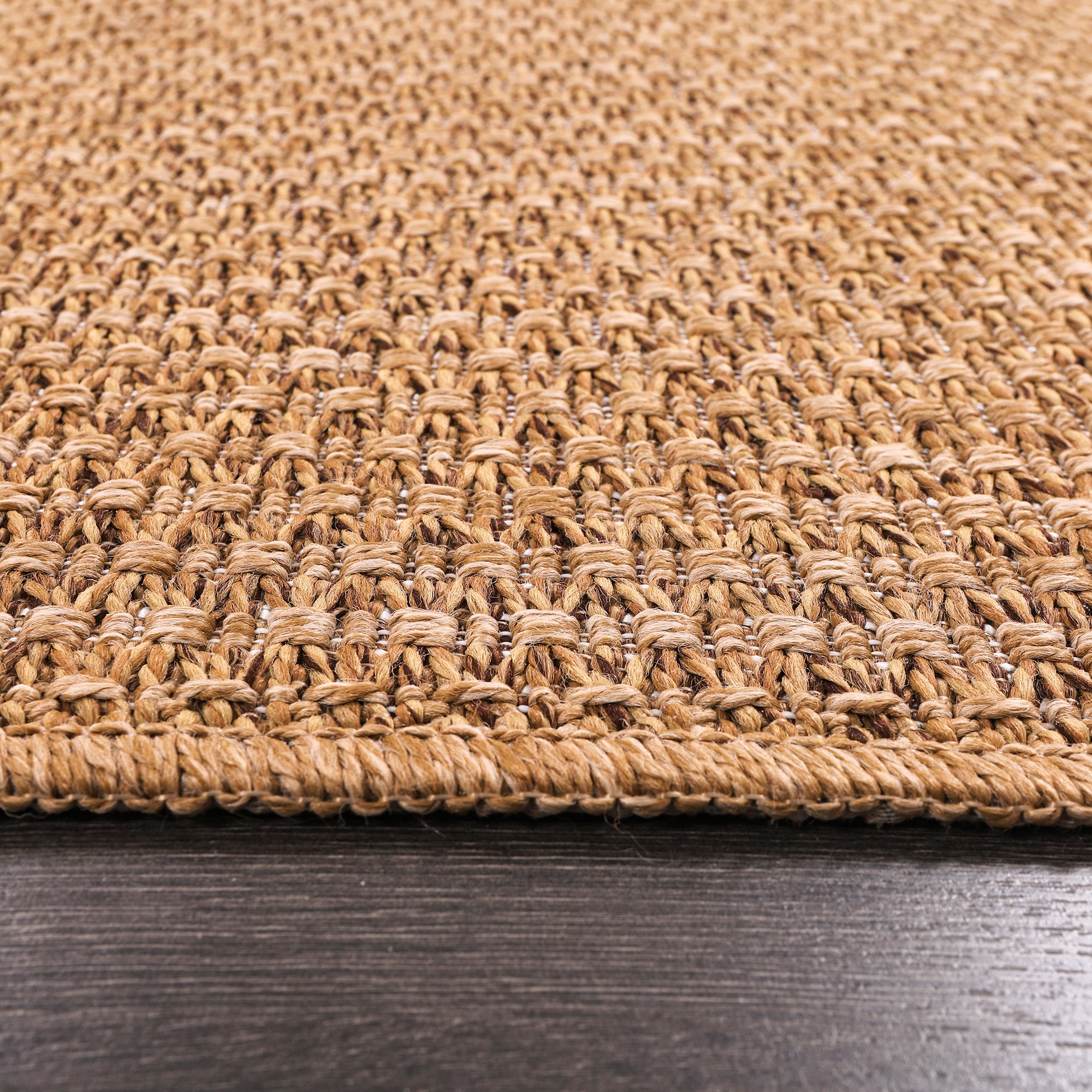 Netline Home Basket Weave Jute-Effect Rug – Outdoor & Indoor Durable Carpet, Non-Slip Backing, Weatherproof, Washable Woven Texture