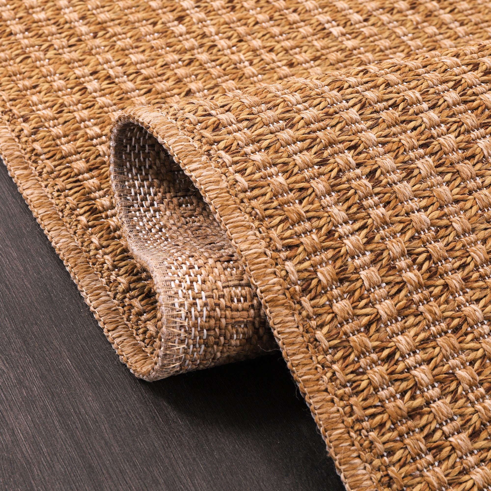 Netline Home Basket Weave Jute-Effect Rug – Outdoor & Indoor Durable Carpet, Non-Slip Backing, Weatherproof, Washable Woven Texture