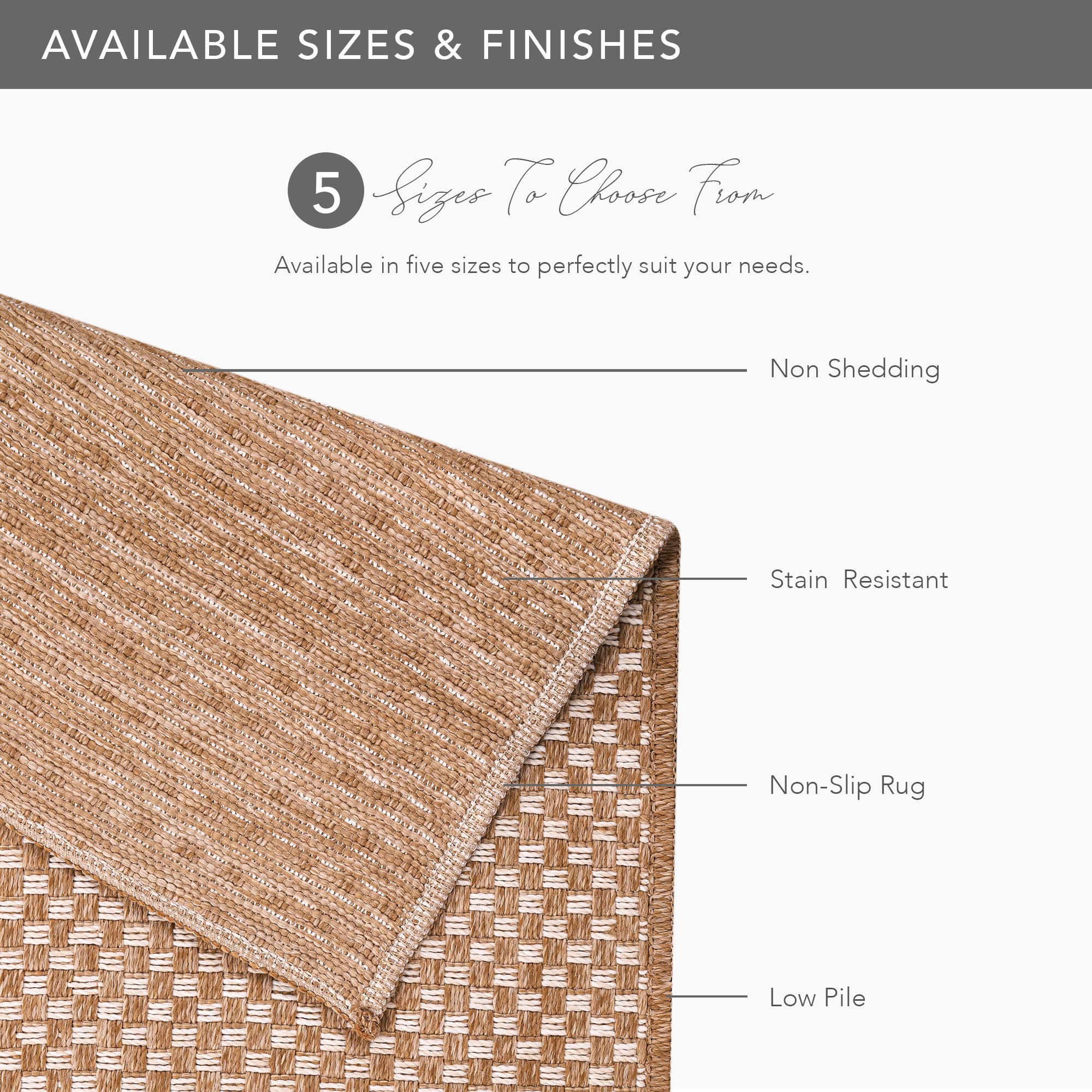 Netline Home Cream Check Jute-Effect Rug – Checkered Natural Woven Look Carpet, Indoor Outdoor, Non-Slip, Weatherproof, Easy-Clean