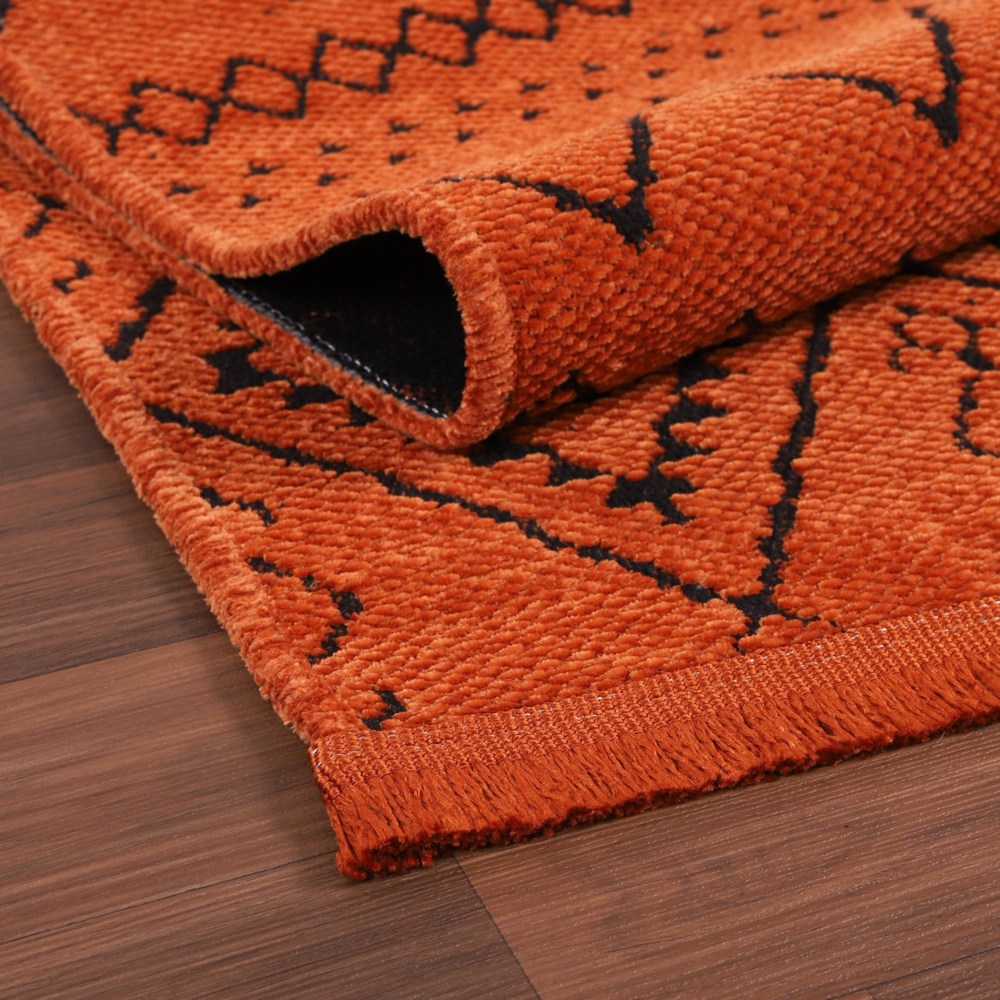 Netline Home Machine Washable Rug RW1801 – ORANGE Soft Chenille