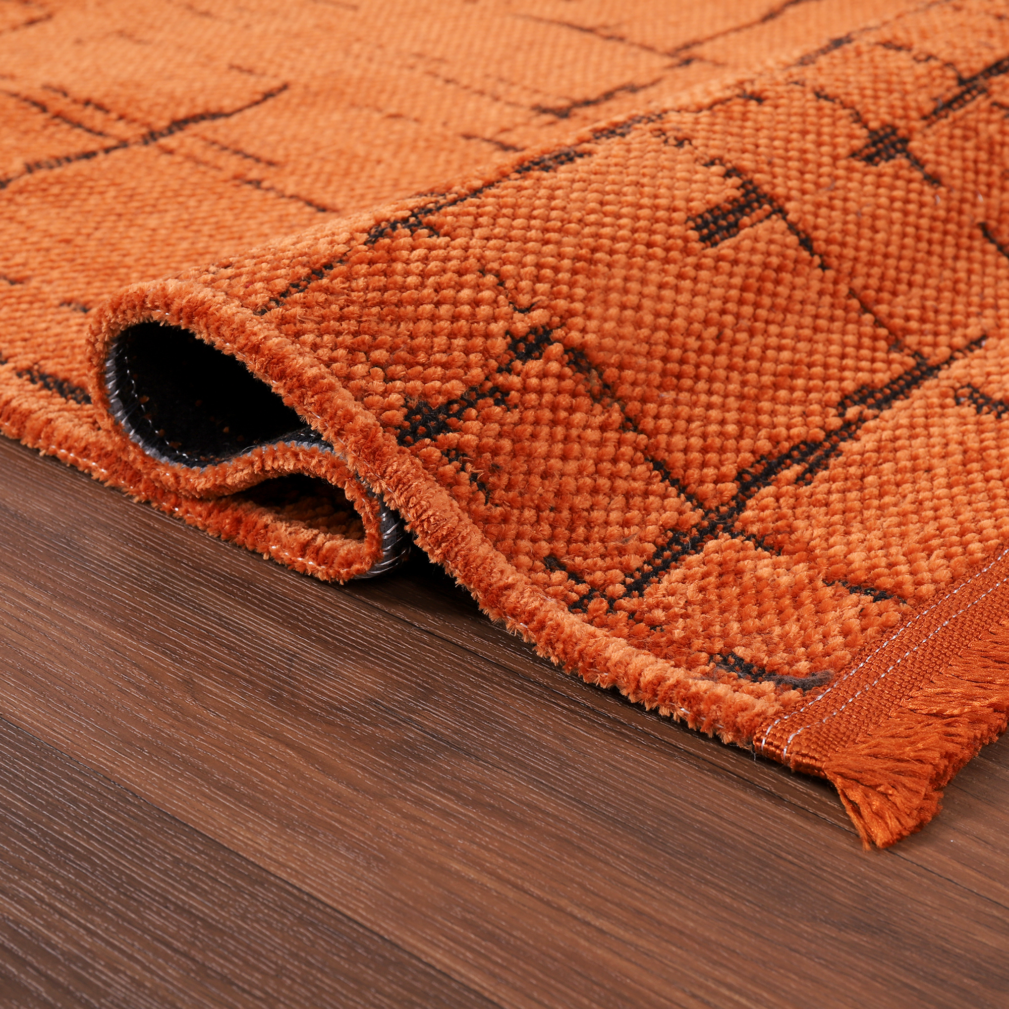 Netline Home Machine Washable Rug NT201 – ORANGE Soft Chenille