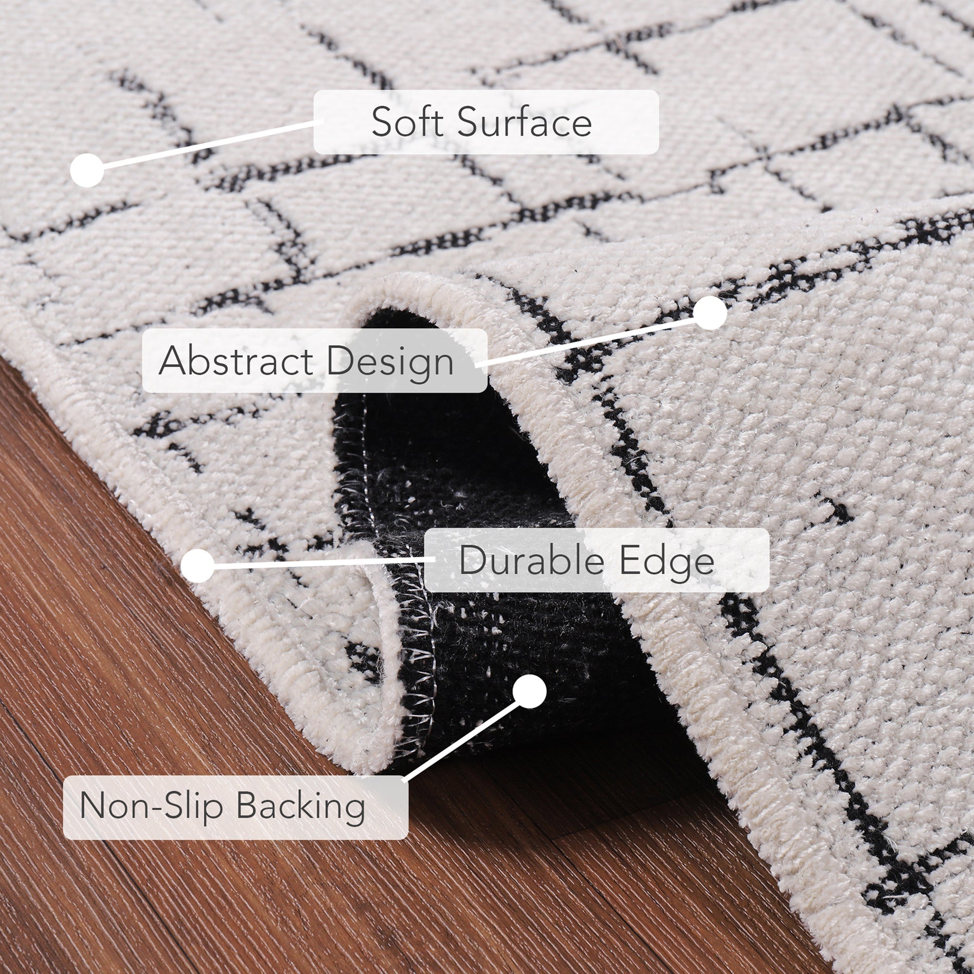 Netline Home Machine Washable Rug NT201 – WHITE Soft Chenille