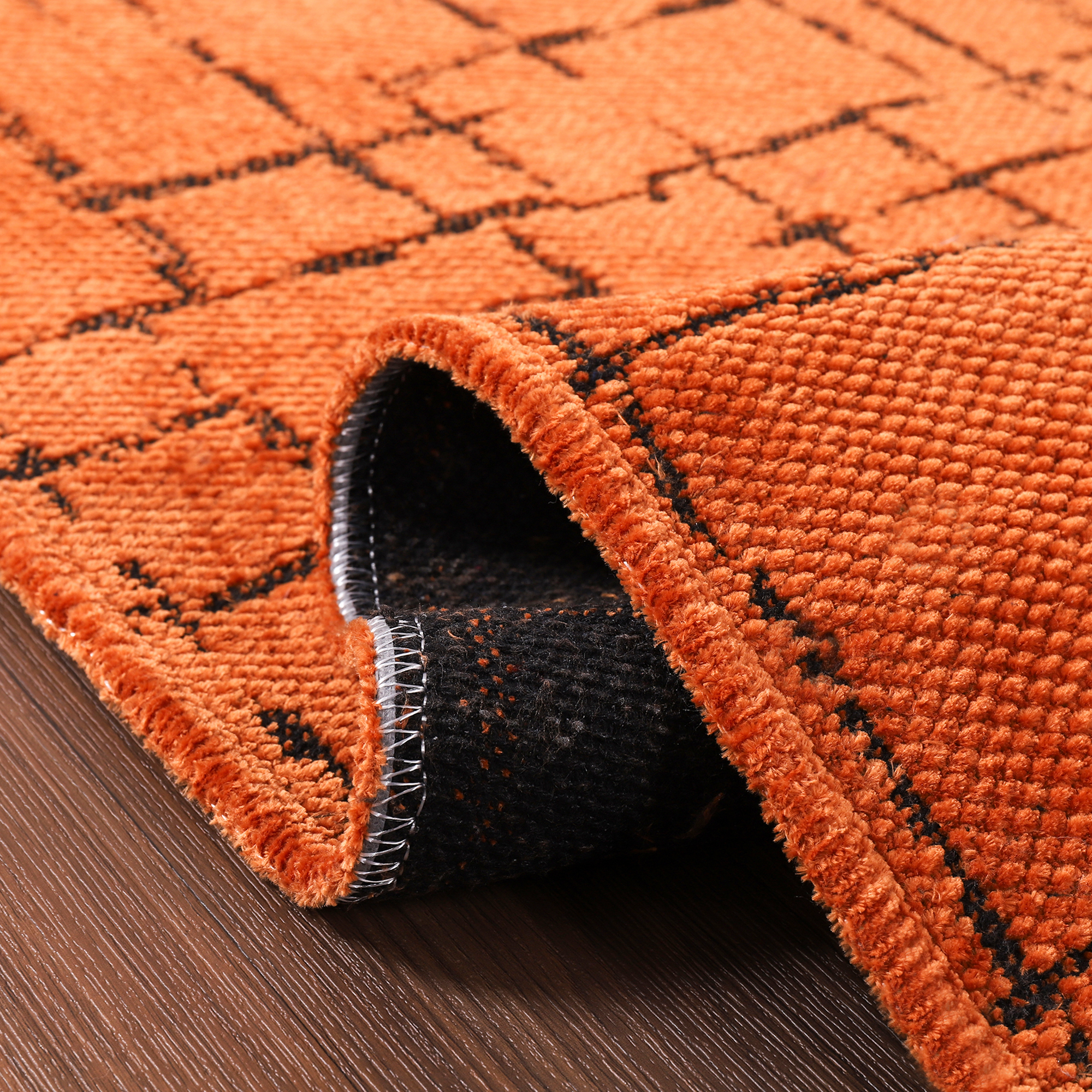 Netline Home Machine Washable Rug NT201 – ORANGE Soft Chenille