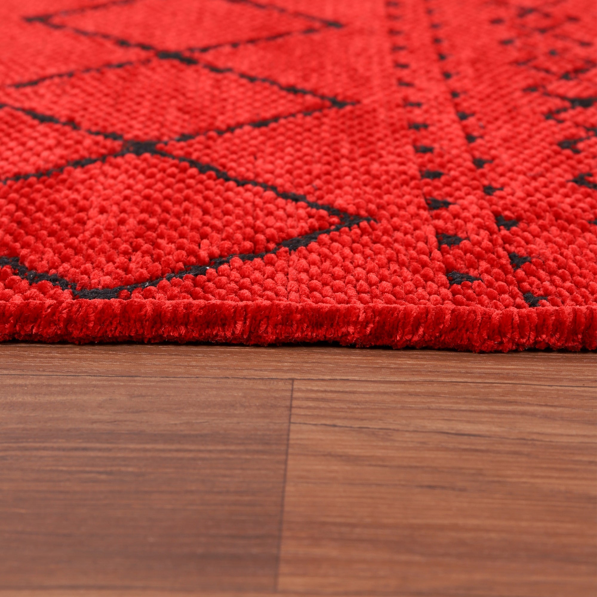 Netline Home Machine Washable Rug RW1801 – RED Soft Chenille