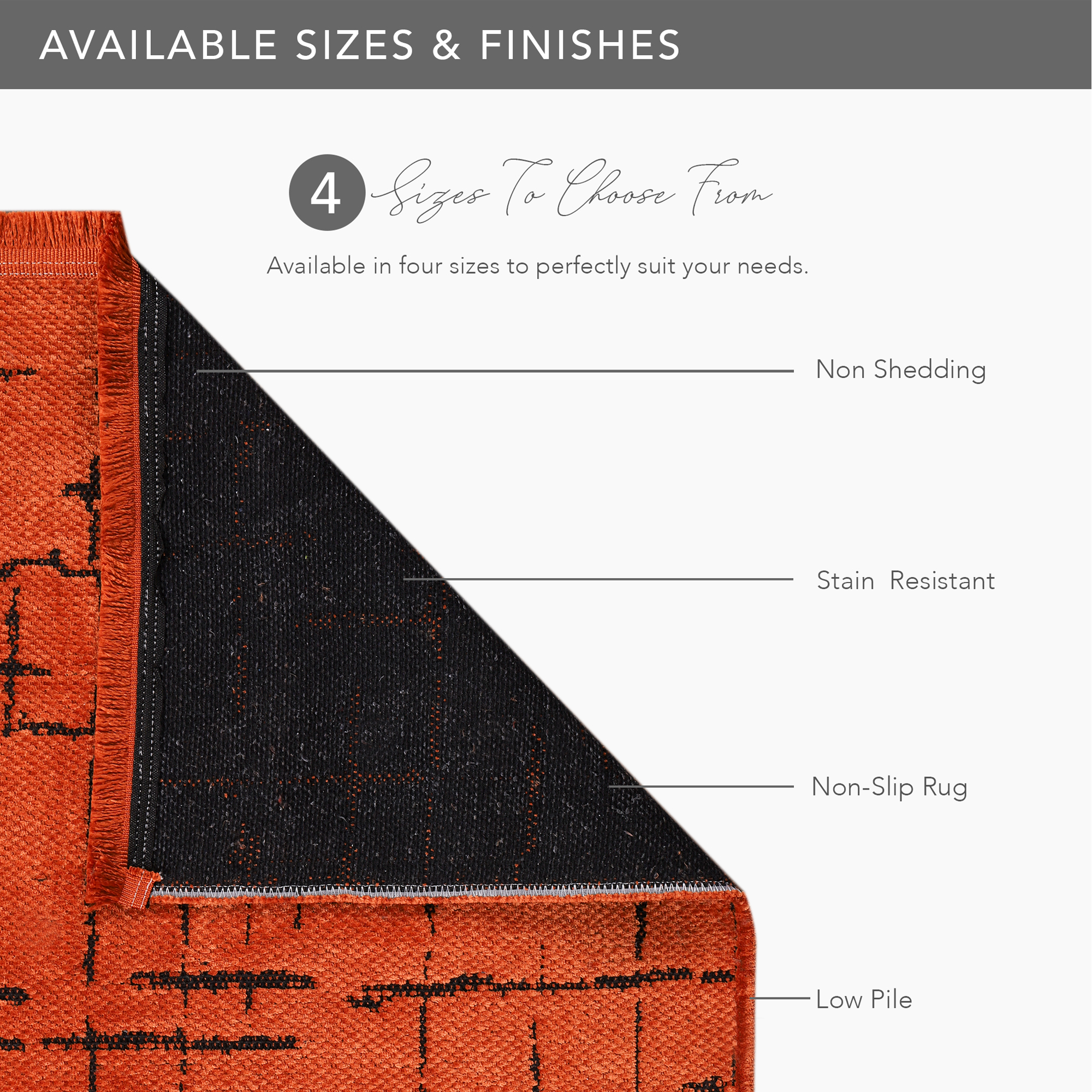 Netline Home Machine Washable Rug NT201 – ORANGE Soft Chenille