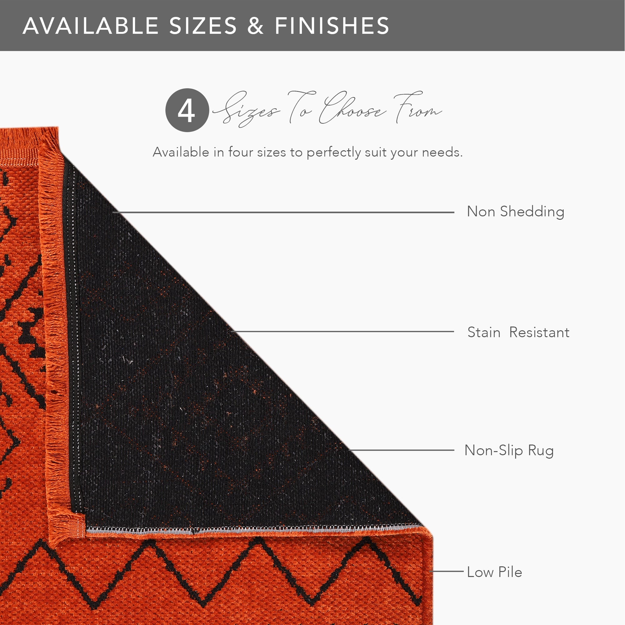 Netline Home Machine Washable Rug RW1801 – ORANGE Soft Chenille