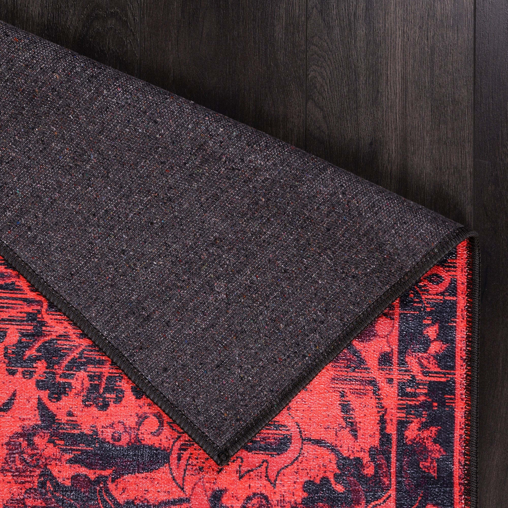 Netline Home Rugs Depot RW1010 – Machine Washable Red Vintage Floral Rug | Damask-Inspired Oriental Carpet for Living Room, Bedroom & Dining