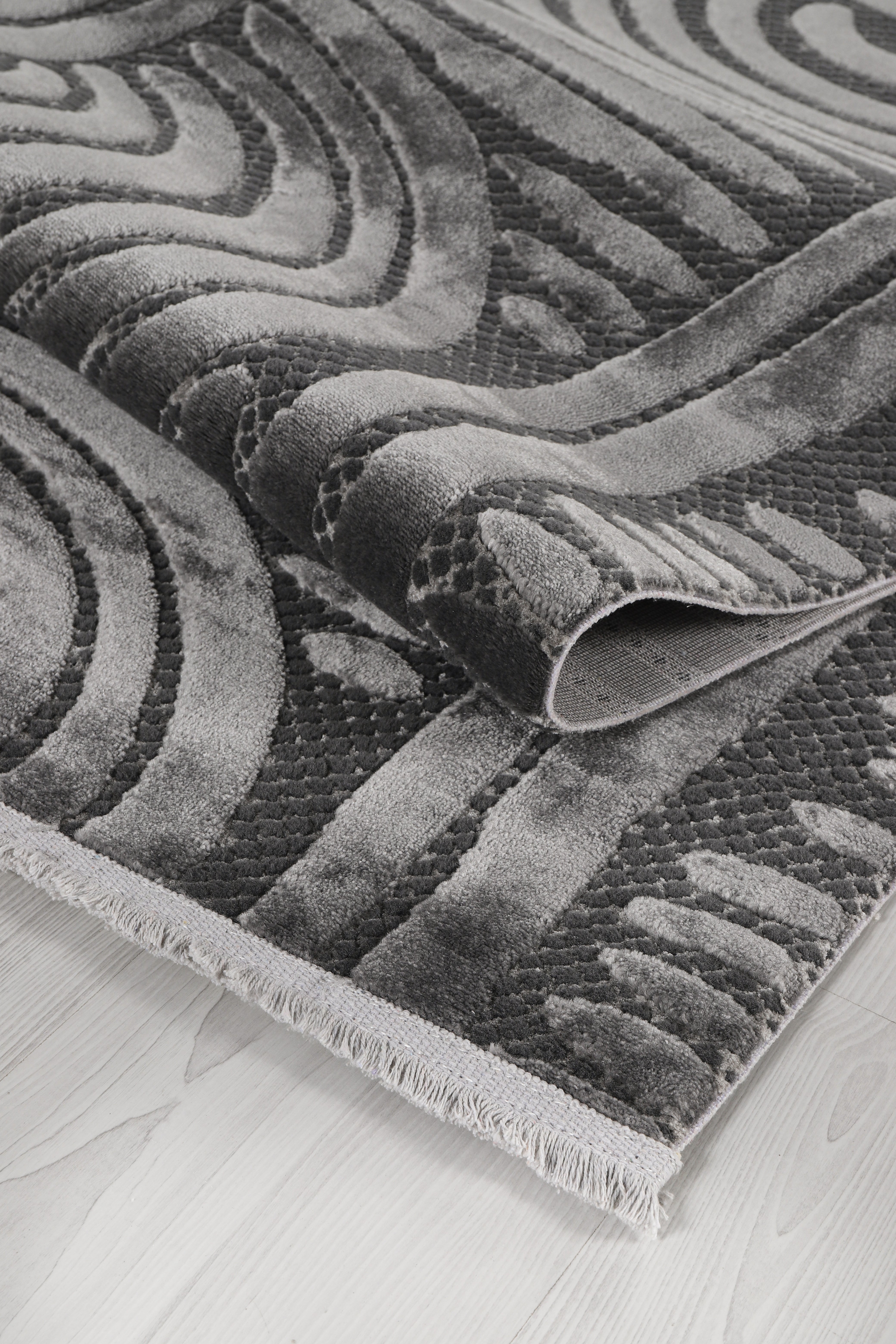 Netline Home Rugs Depot Anthracite Modern Boyut BY044 Area Rug – Polypropylene and Polyester, Bedroom, Study, Kids Room, Entryway