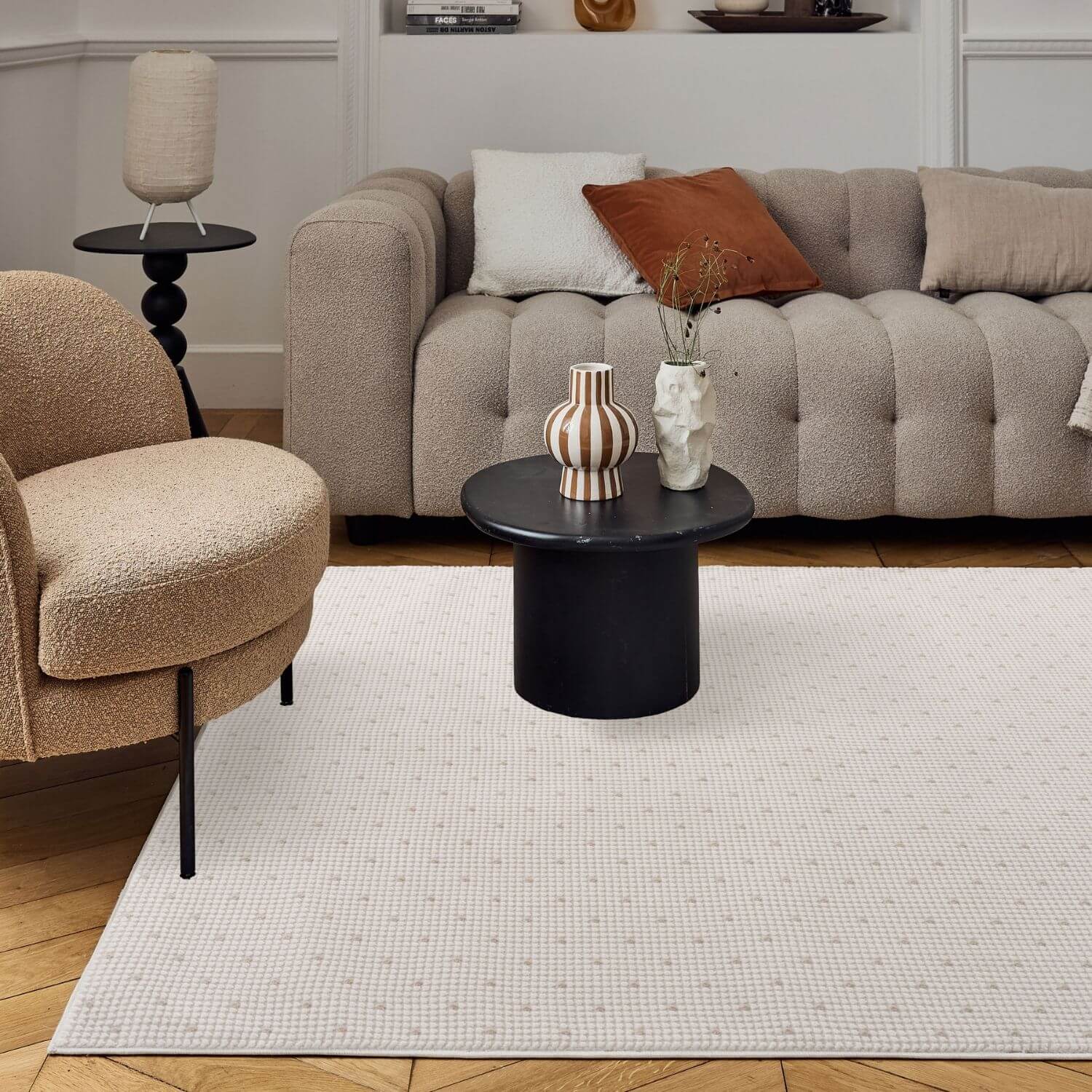 Carmel Cream-Beige Dots Rug | 6080