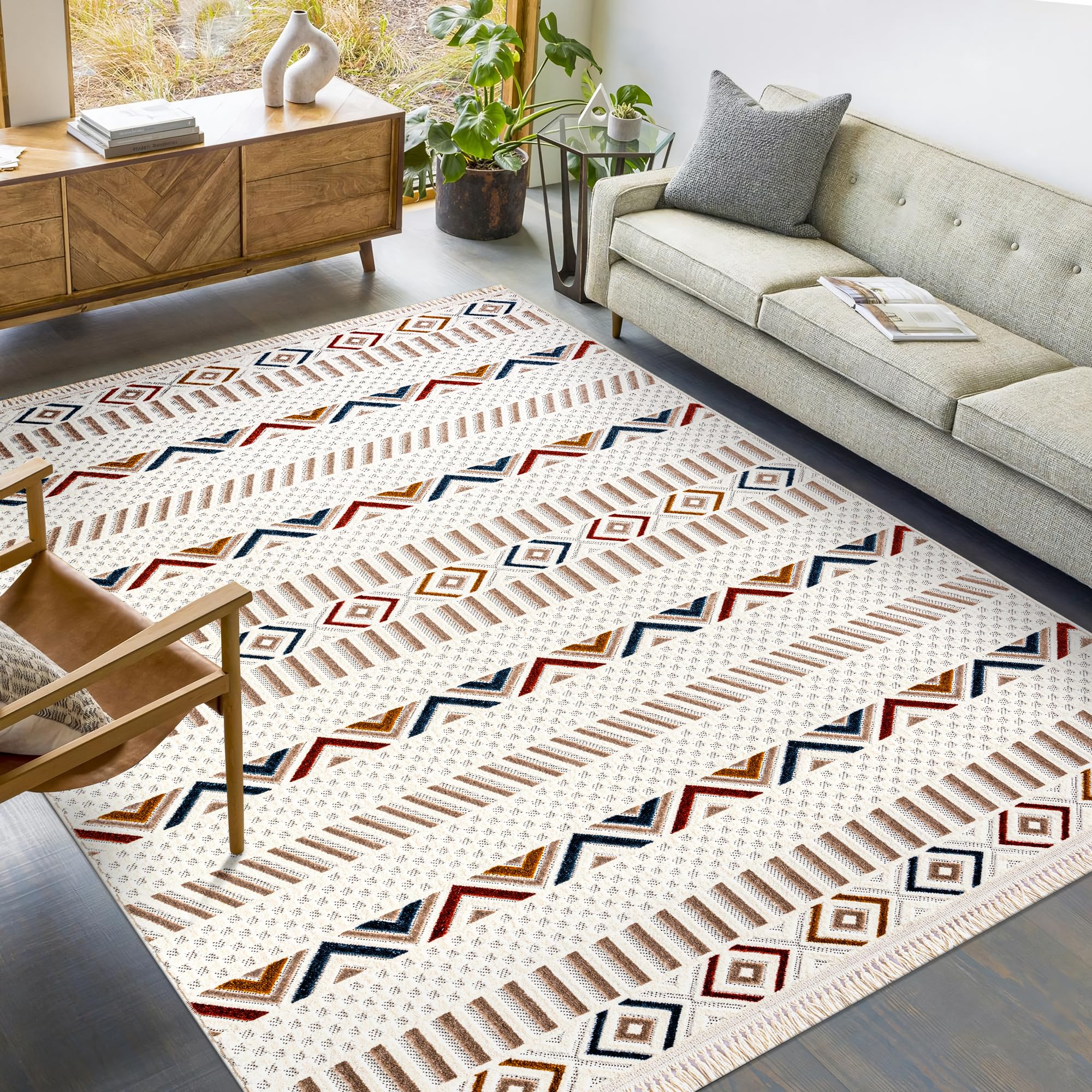 Netline Home RUGS DEPOT Area Rug for Living Room, Bedroom & Hallway – Soft & Durable Low Pile Area Rugs – Bohemian, Aztec & Boho Style – Pet & Kid-Friendly, Ideal for High-Traffic Areas (Copy)