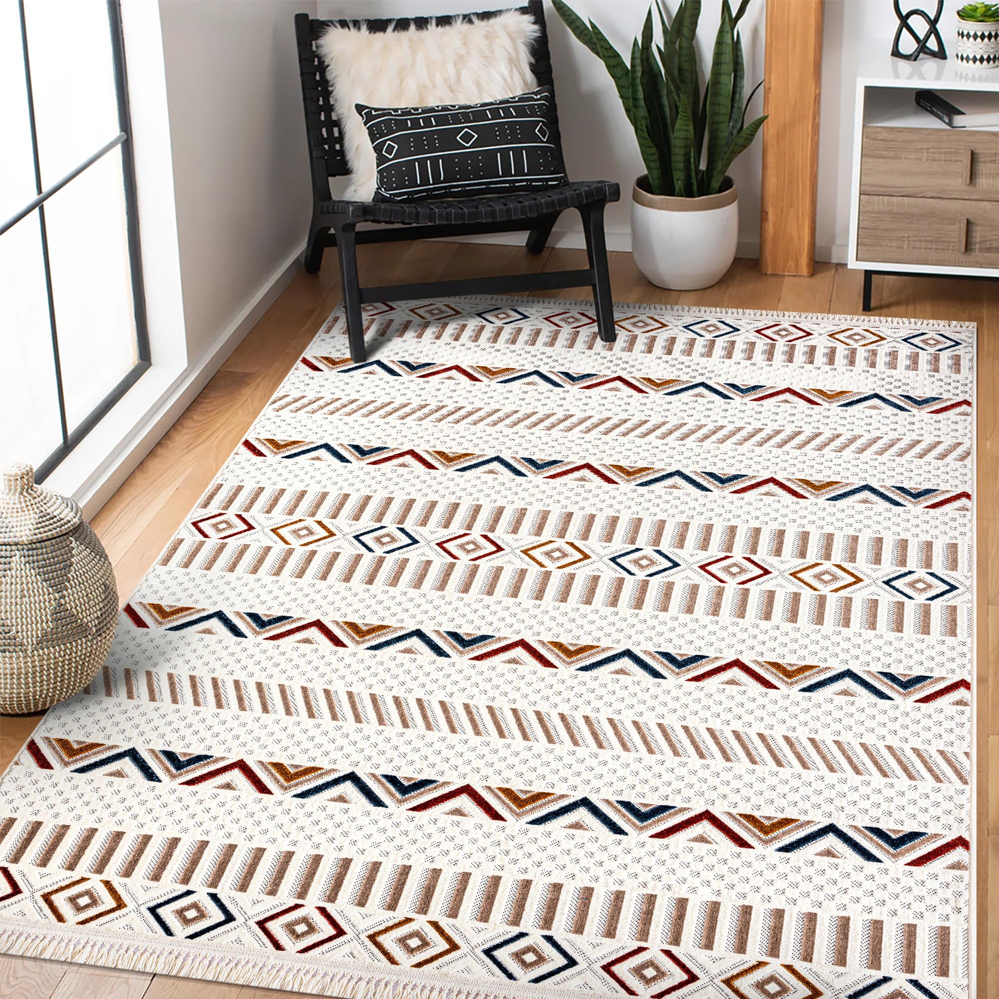 Netline Home RUGS DEPOT Area Rug for Living Room, Bedroom & Hallway – Soft & Durable Low Pile Area Rugs – Bohemian, Aztec & Boho Style – Pet & Kid-Friendly, Ideal for High-Traffic Areas (Copy)