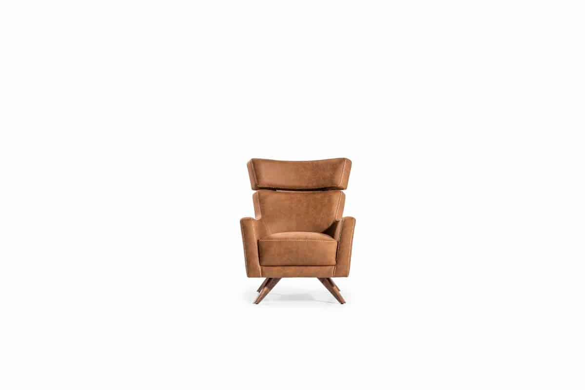 Brown Falcon Armchair by Netline Home Interior, featuring plush upholstery and comfortable accent seating with a classic design.