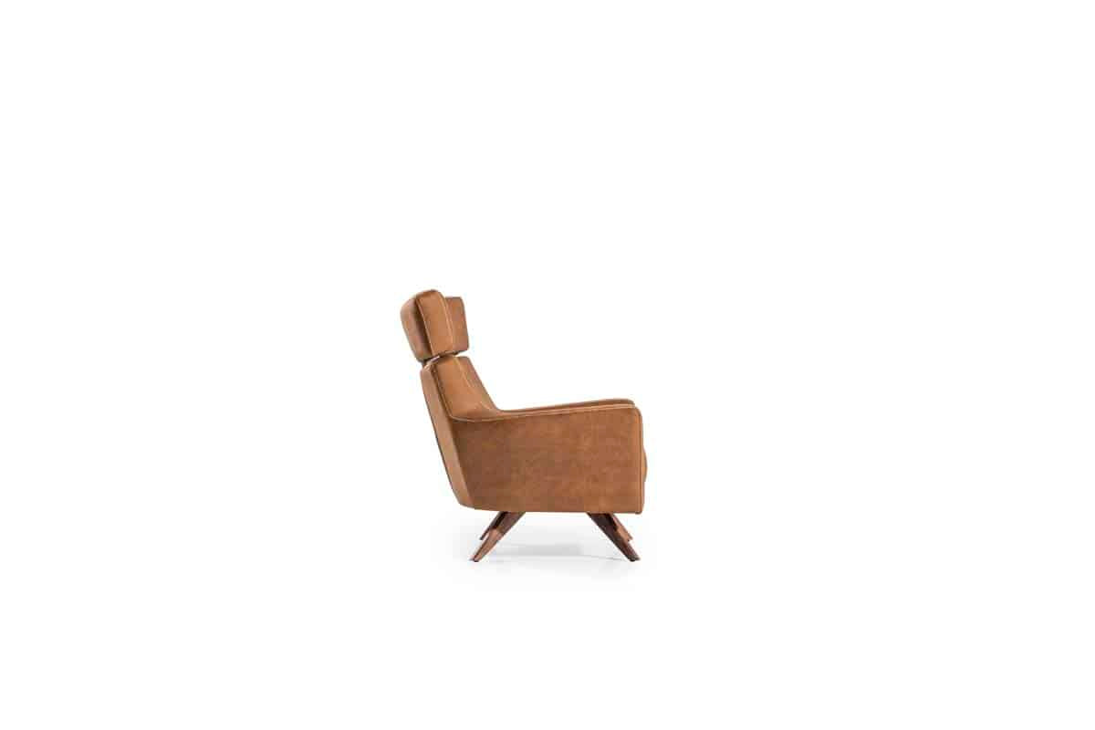 Brown Falcon Armchair by Netline Home Interior with plush fabric and curved armrests for comfortable accent seating.