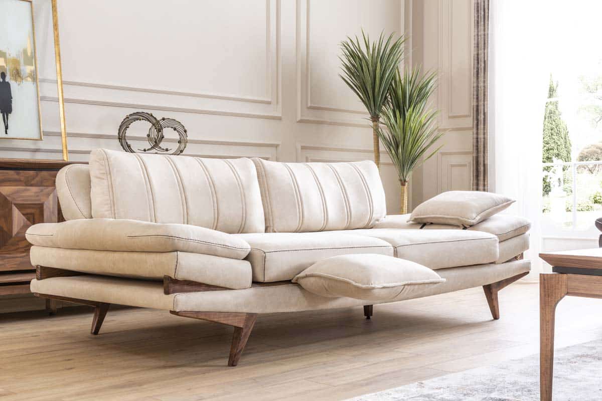 White Falcon sofa set by Netline Home Interior, modern living room sofa with comfortable cushions and sleek design.
