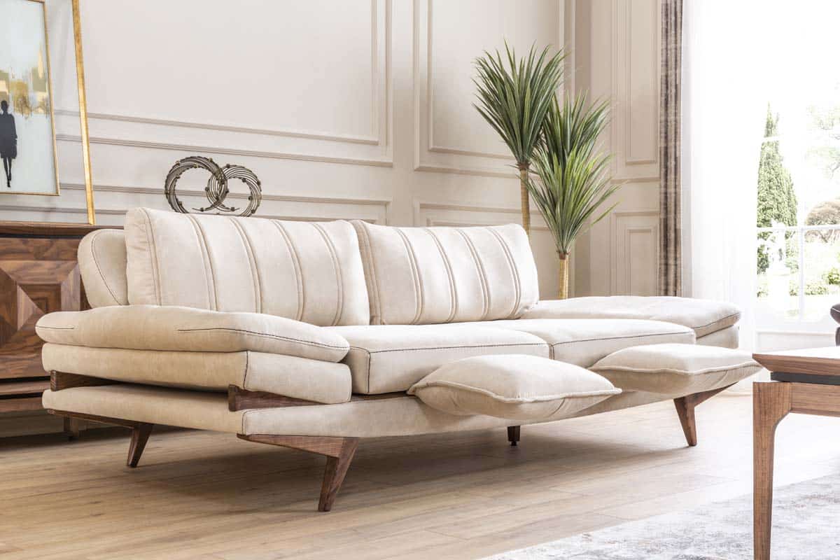 White Falcon Sofa Set by Netline Home Interior, modern living room sofa with plush cushions and sleek design.