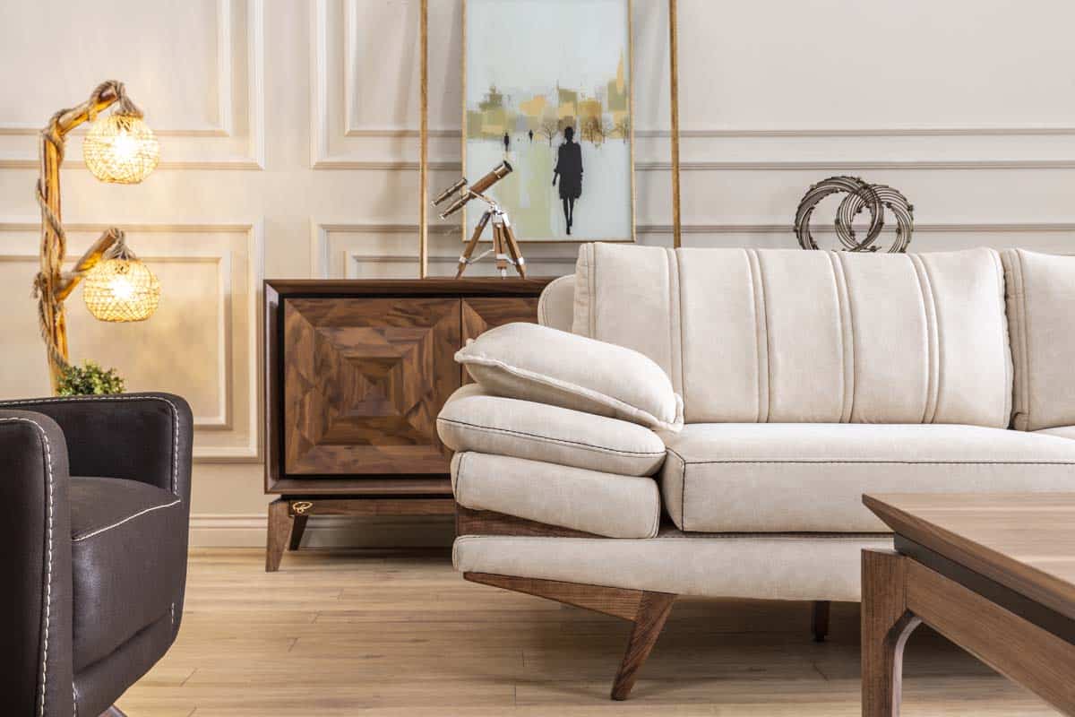 White Falcon sofa set by Netline Home Interior, modern living room sofa with plush cushions and sleek design.