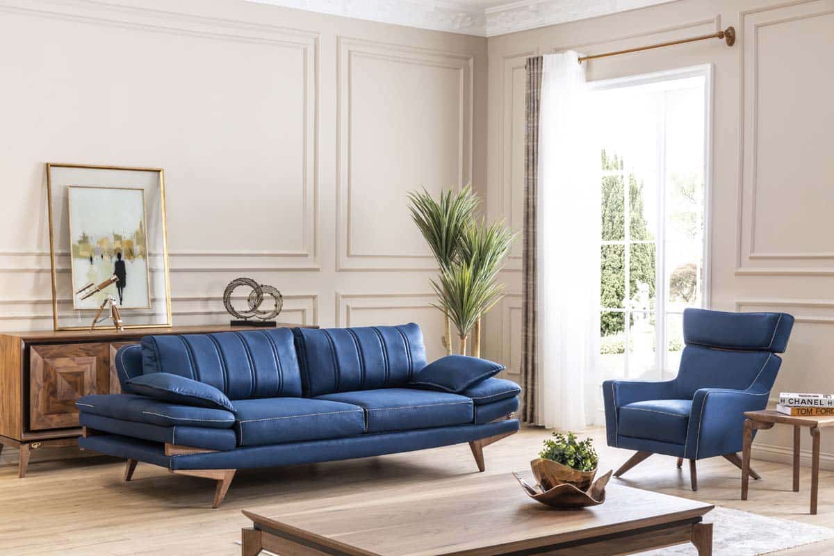 Blue Falcon sofa set by Netline Home Interior, modern living room sofa set with plush cushions and sleek design.
