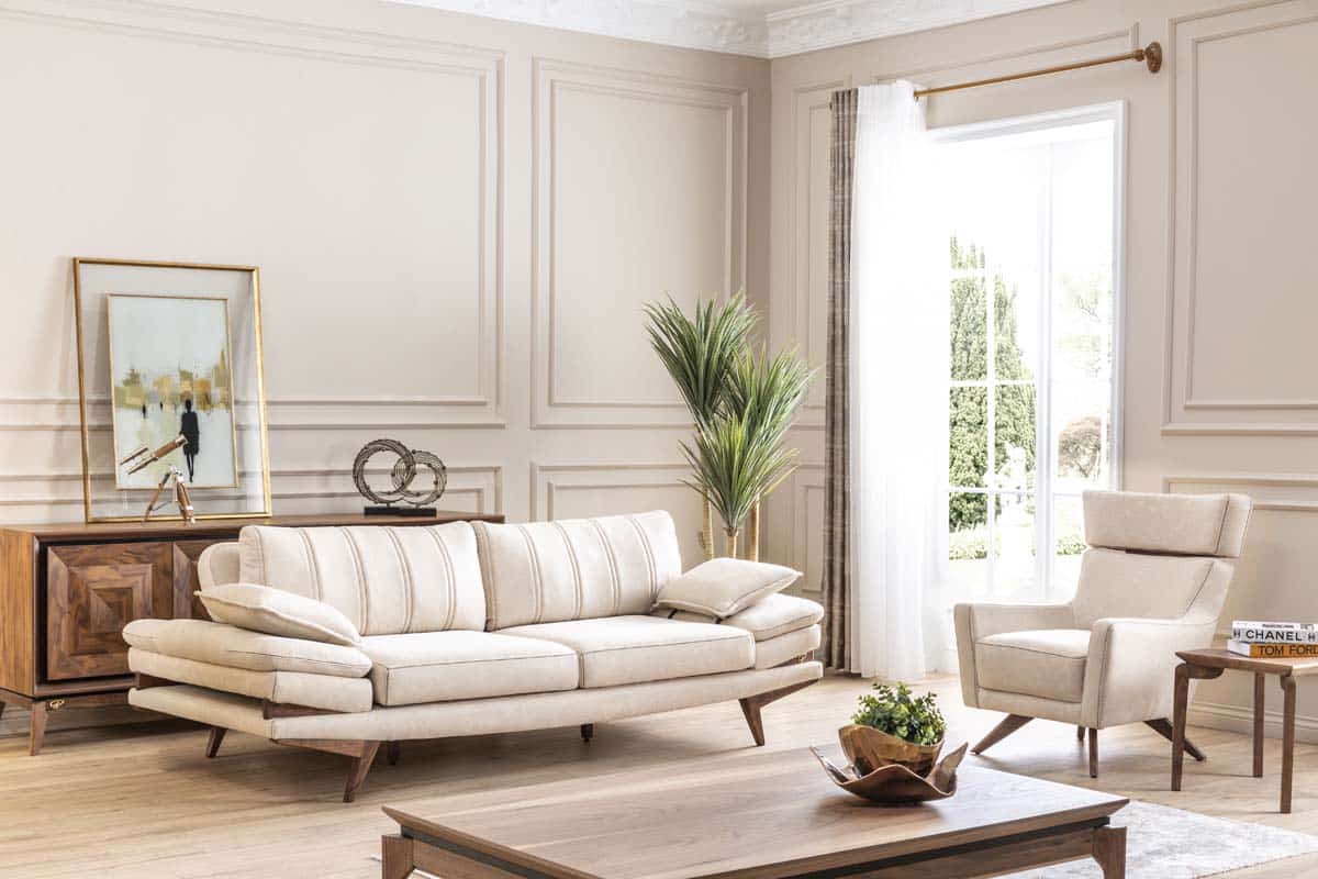 White Falcon sofa set by Netline Home Interior, modern living room sofa set with comfortable seating and stylish design.