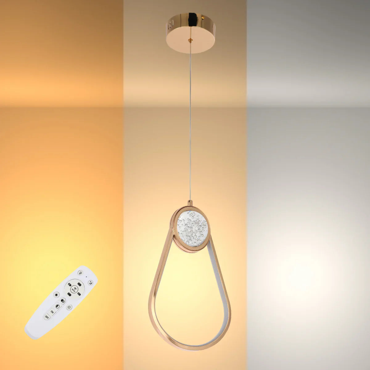 Farrah Moon Pearl LED Pendant Light in gold, modern statement lighting fixture with a spherical design, by Netline Home Interior.