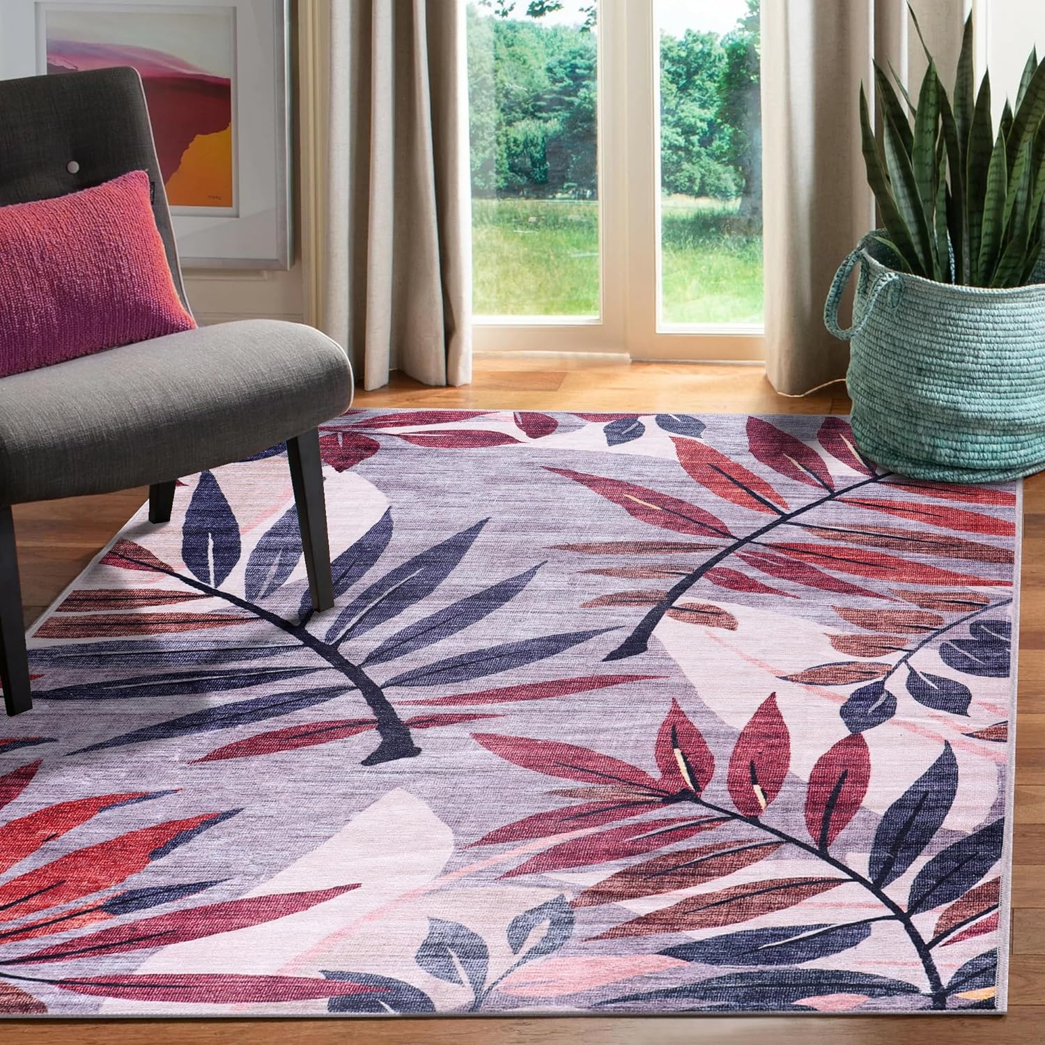 Blossom Washable Floral Area Rug