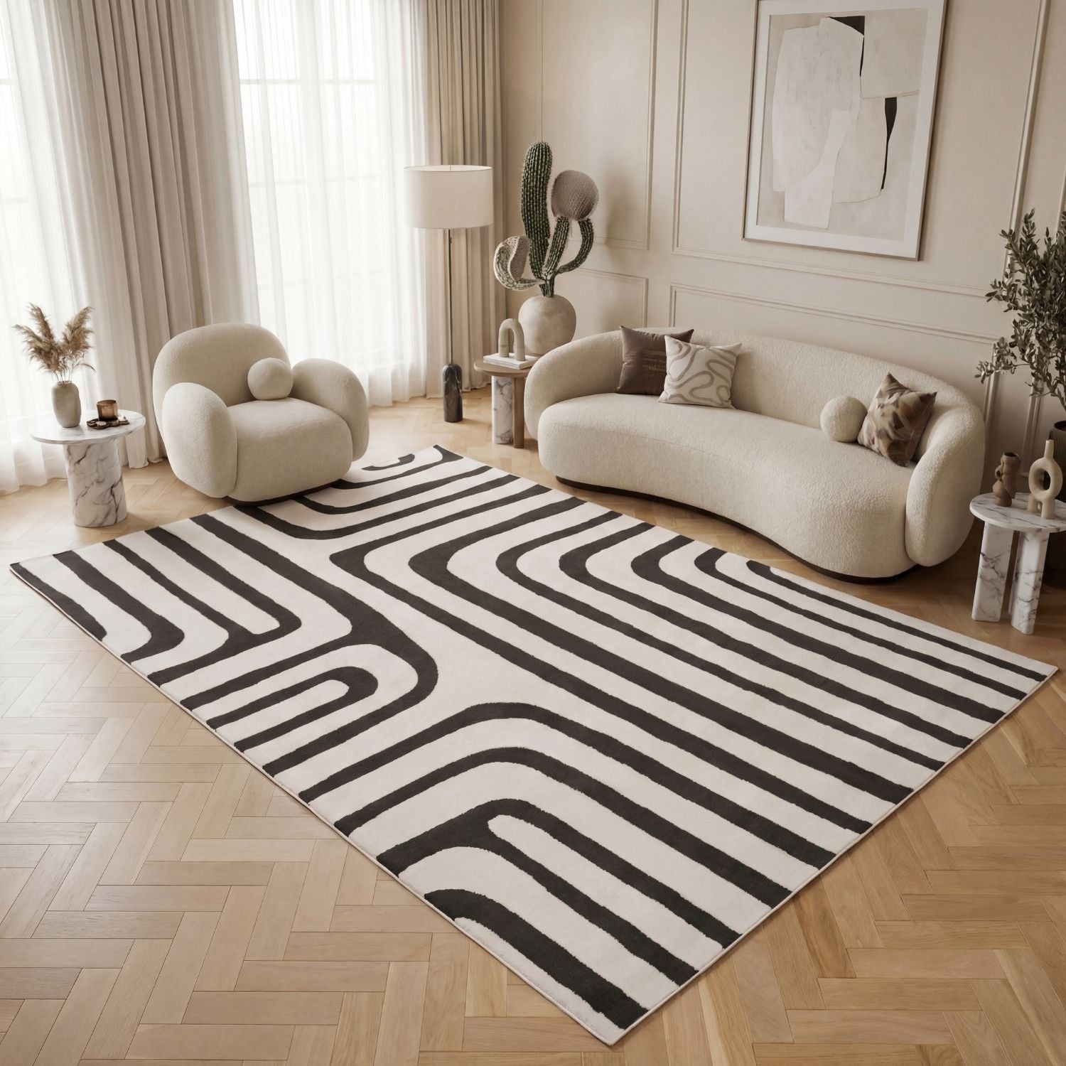 Loft Geometric Dark Grey Rug